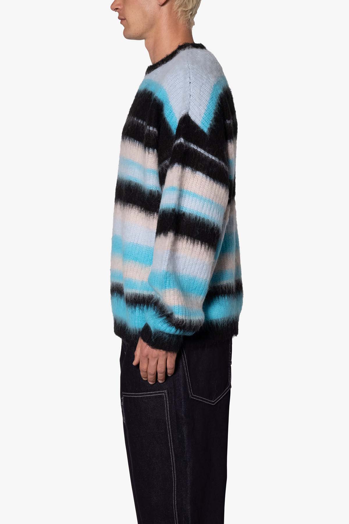 Oversized Water Striped Sweater - Blue