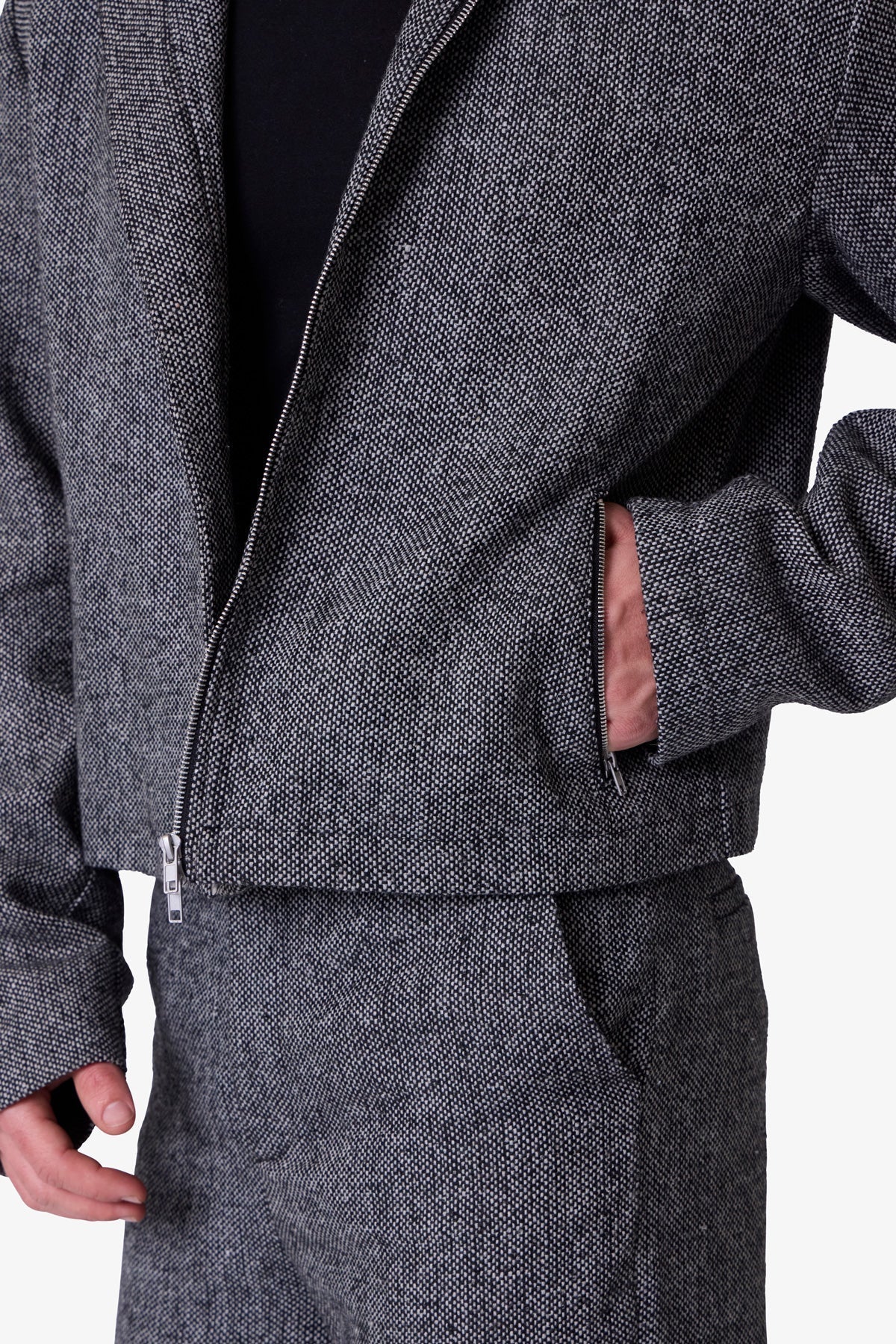 Tweed Mod Jacket - Black/Grey