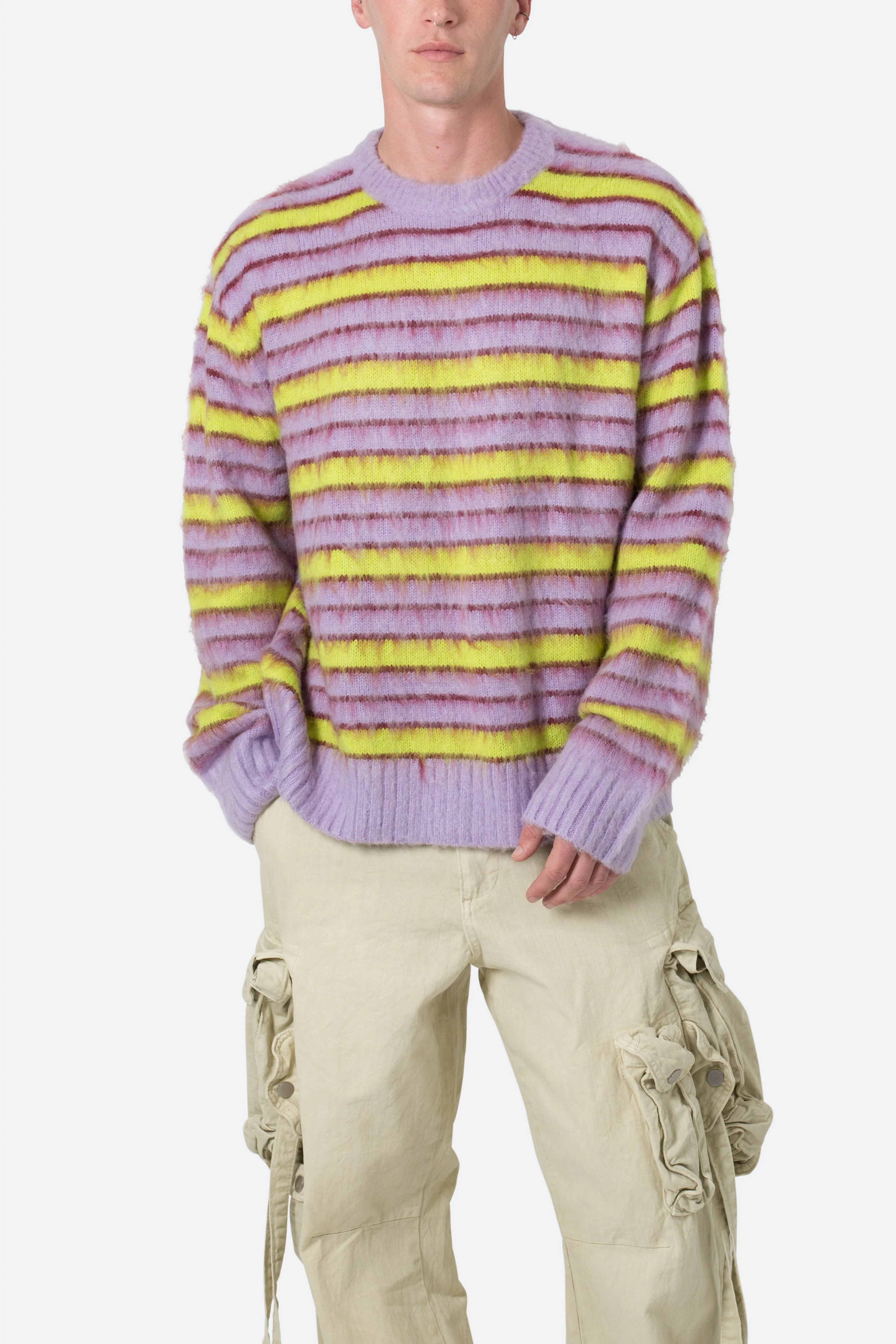Striped Mohair Sweater - Green/Purple