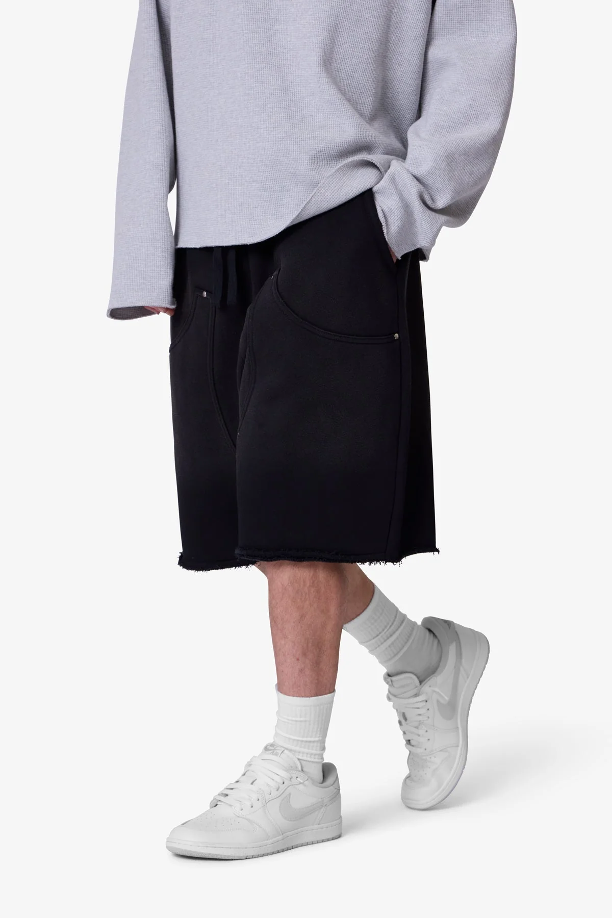 West Double Knee Sweatshorts - Washed Black