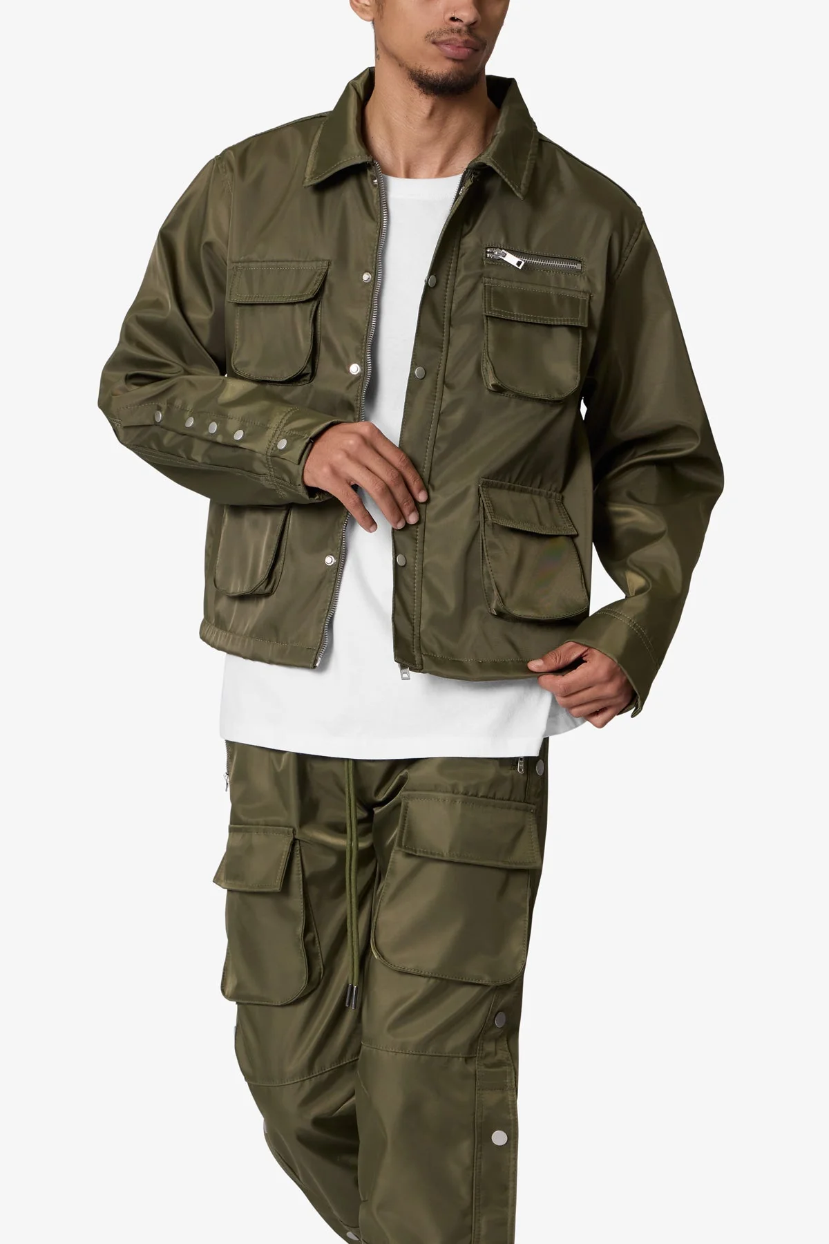 Snap Cargo Work Jacket - Olive