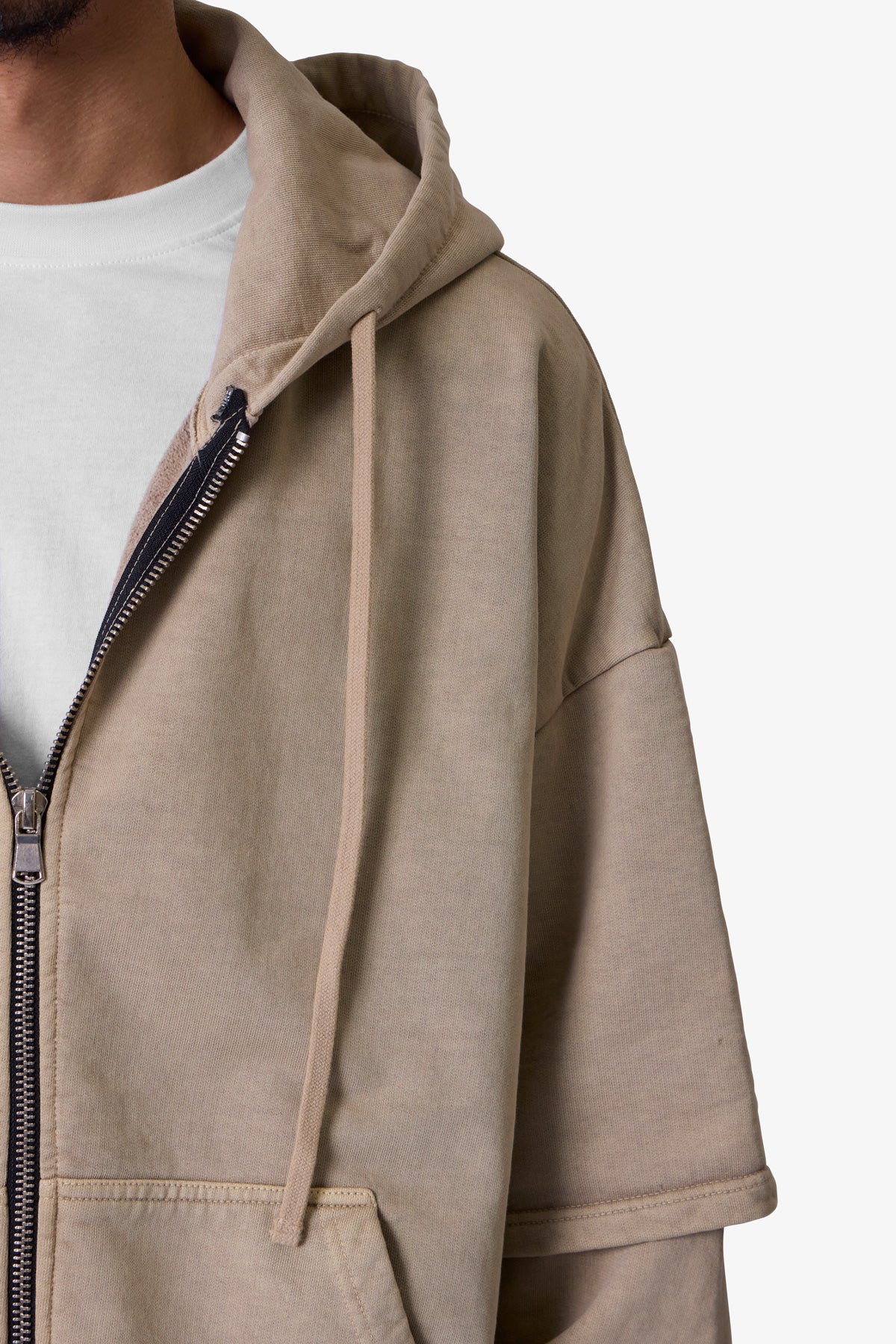 Double Layer Zipper Sweater - Washed Earth