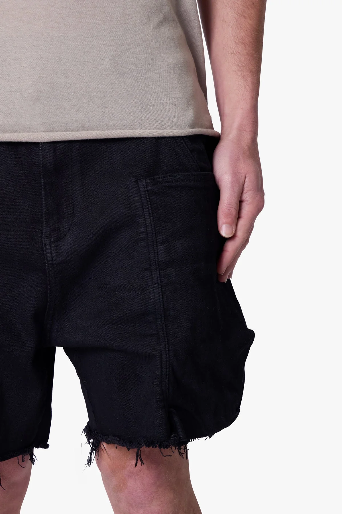 Roughed Pocket Cargo Shorts - Black