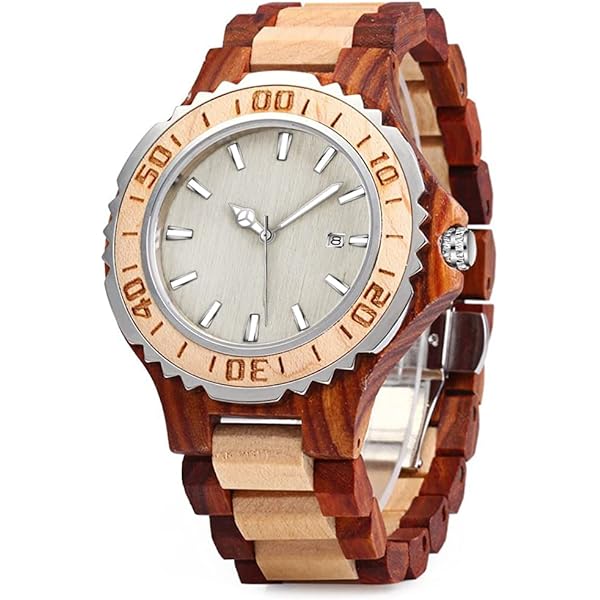 Wooden Watches Mens with Handmade Colorful Bamboo Wood Watch Analog Date Quartz Wooden Watch for Men WD1018-red (sale by bulk)