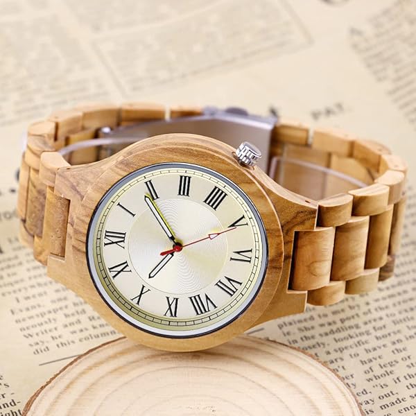 Wooden Watches Mens with Handmade Colorful Bamboo Wood Watch Analog Date Quartz Wooden Watch for Men Q2022-white-US