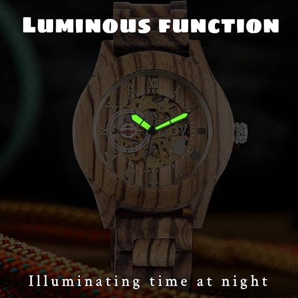 No Battery Fashion Mechanical Wooden Watch for Men, Mechanical Movement Wooden Strap Men's Watch for Father's Day, Birthday M806