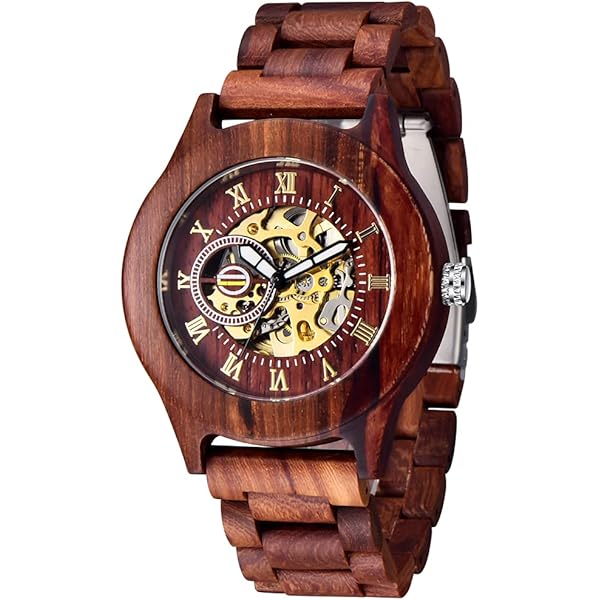 No Battery Fashion Mechanical Wooden Watch for Men, Mechanical Movement Wooden Strap Men's Watch for Father's Day, Birthday M803