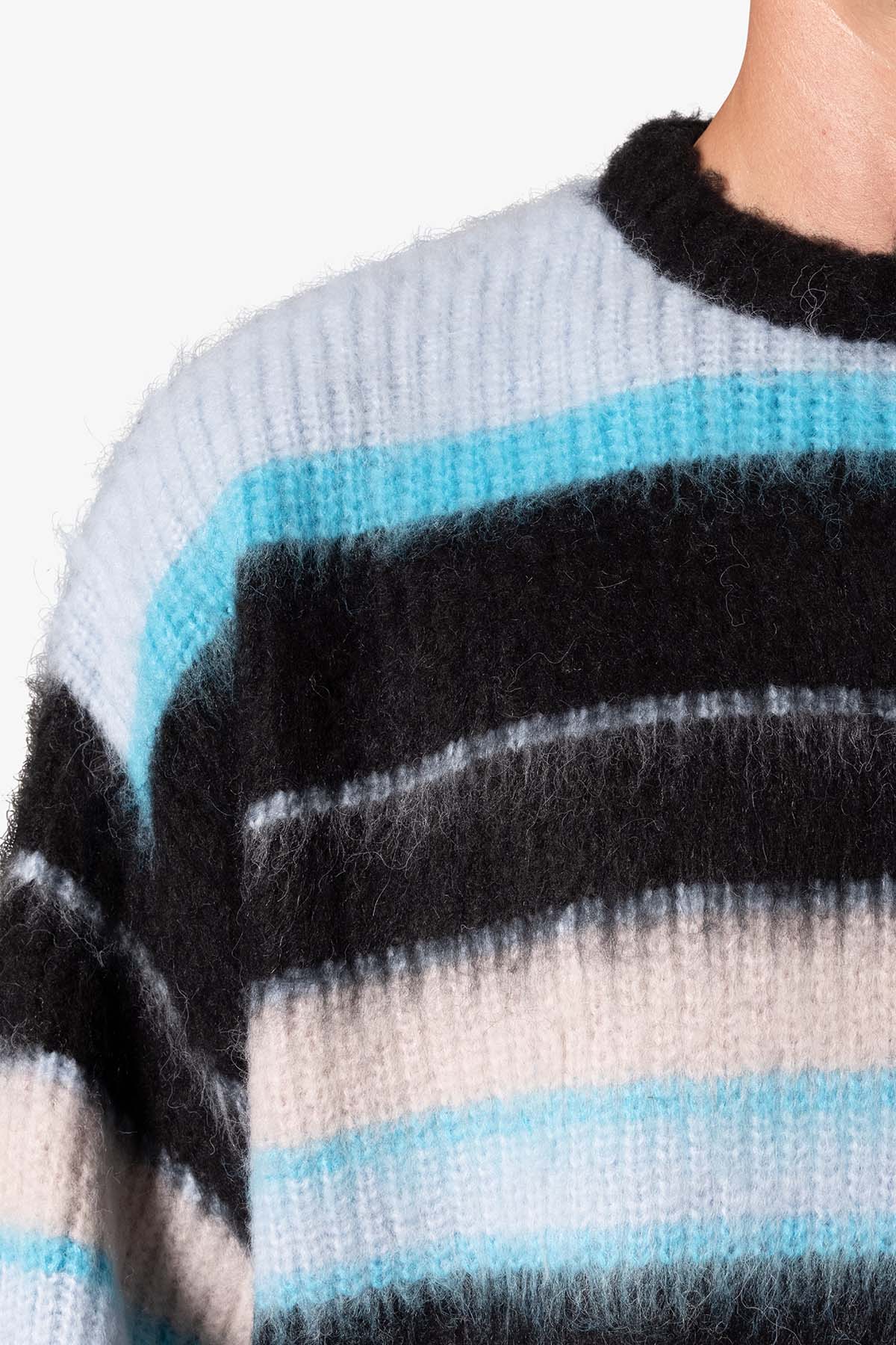 Oversized Water Striped Sweater - Blue