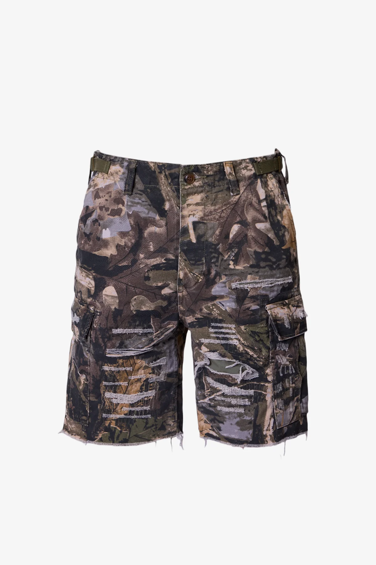 Distressed Cargo Shorts - Forest Camo