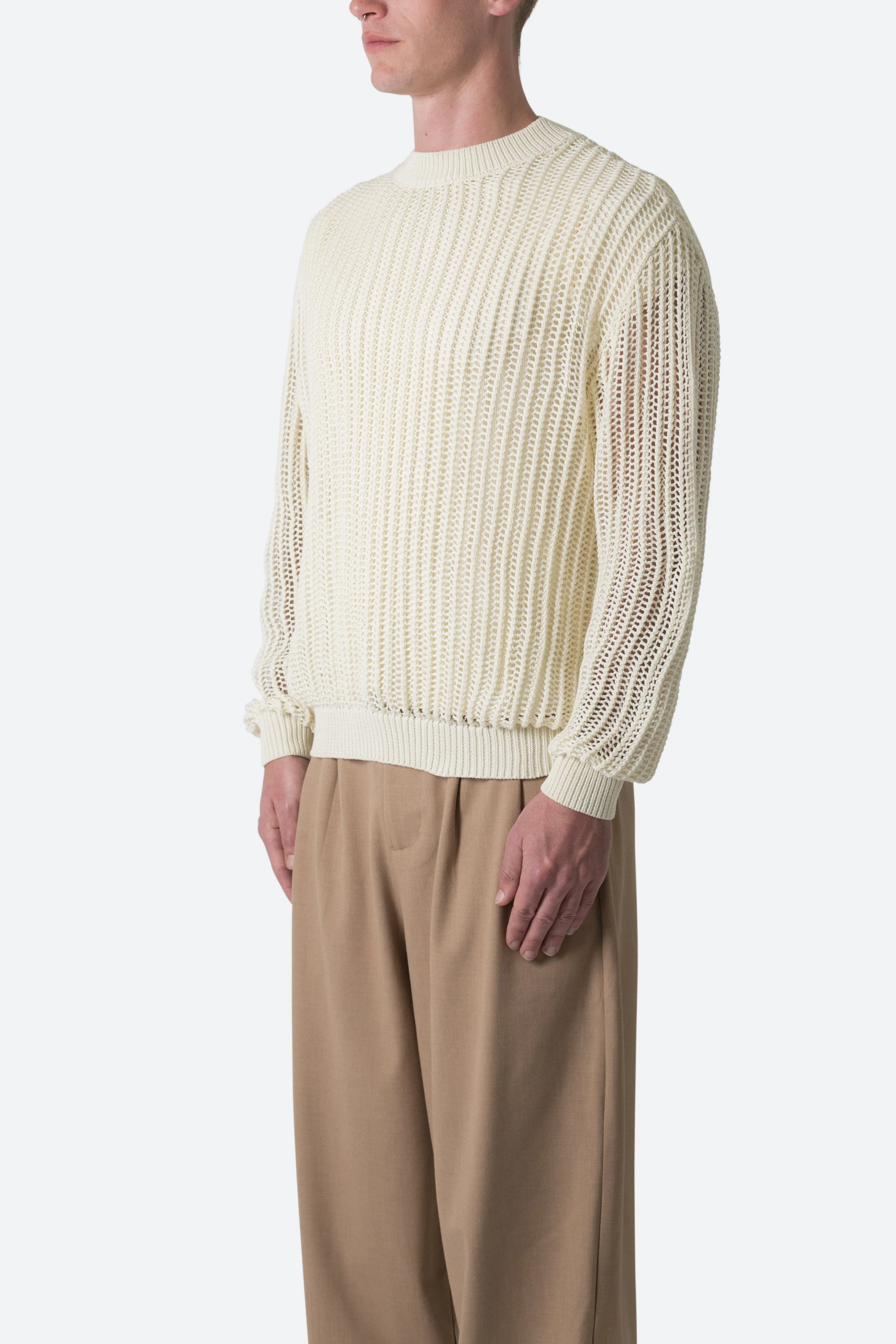 Mesh Knit Sweater - Cream