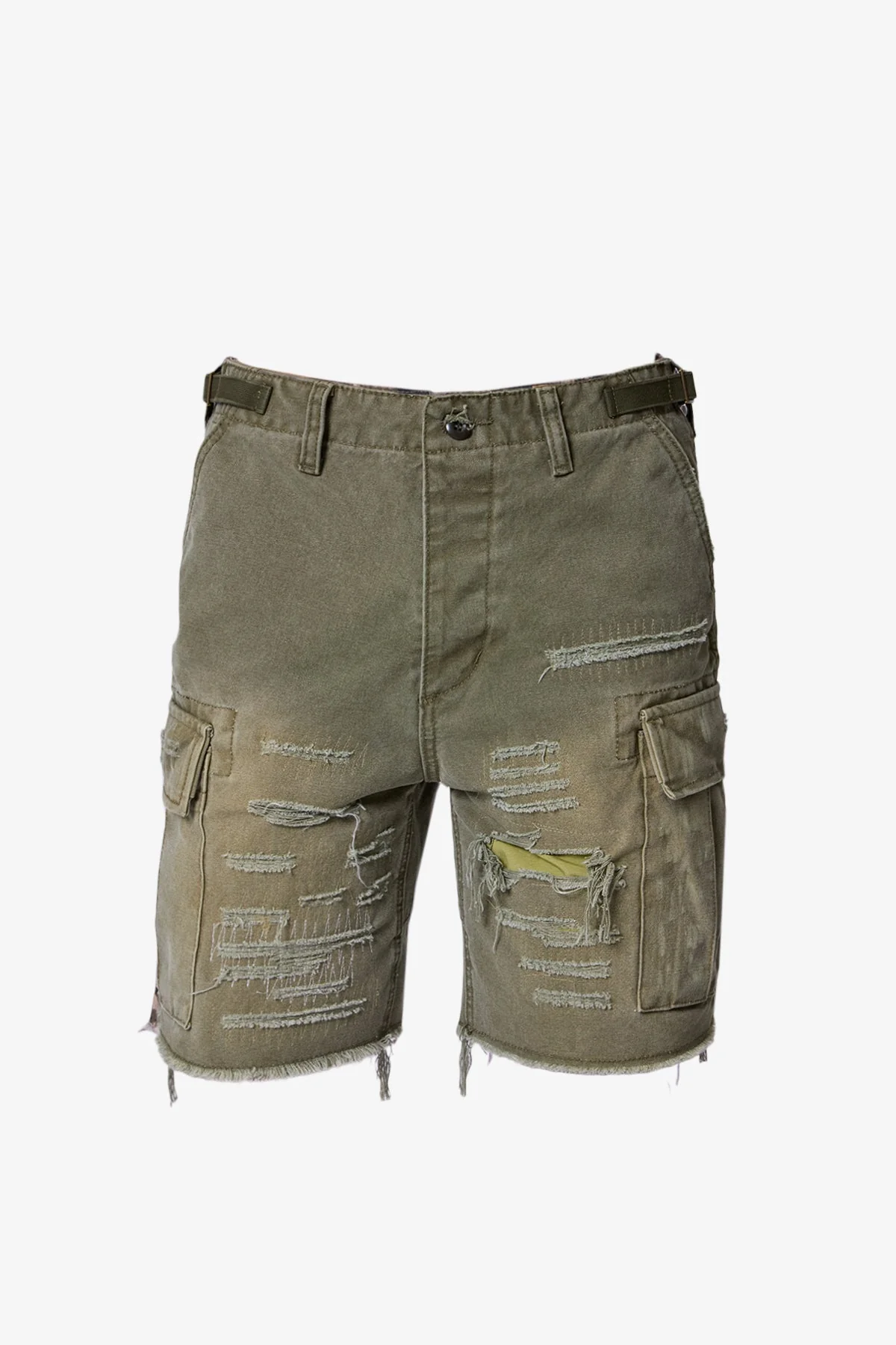 Distressed Cargo Shorts - Olive