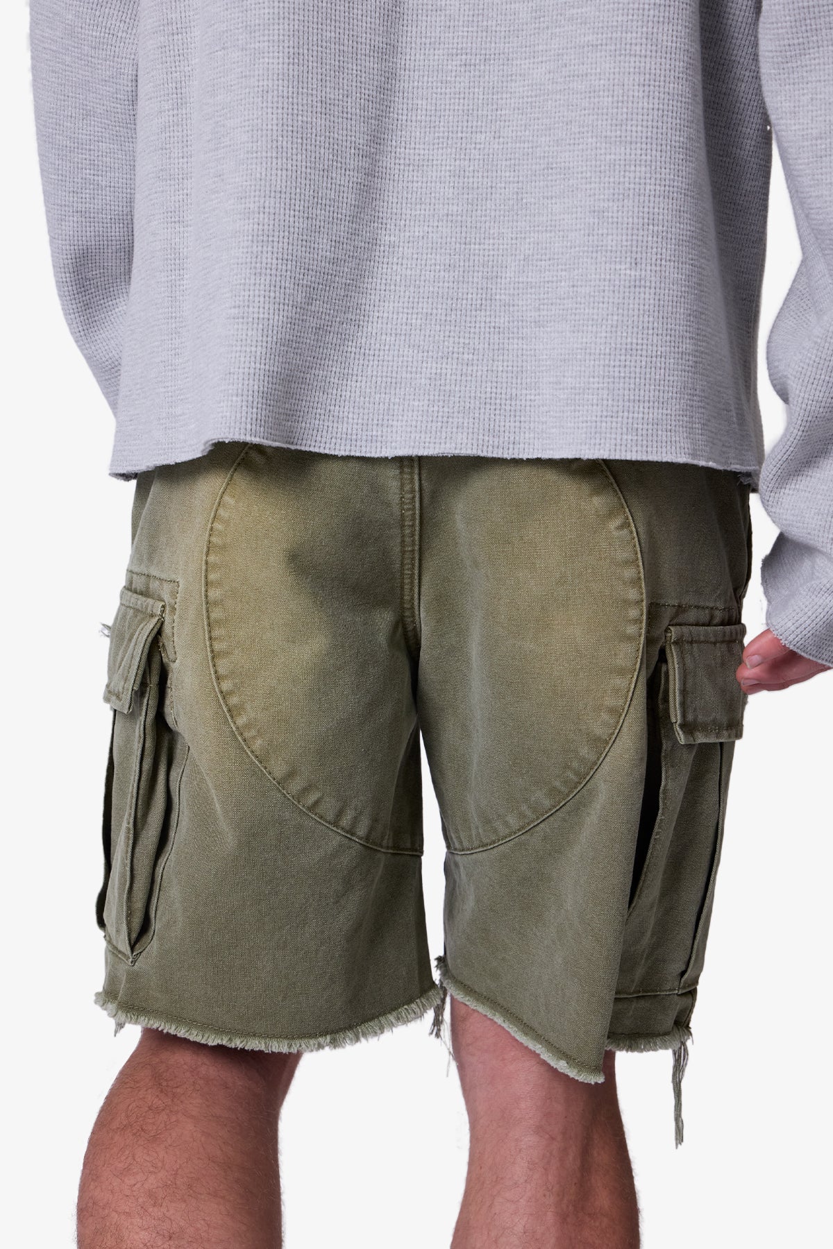 Distressed Cargo Shorts - Olive