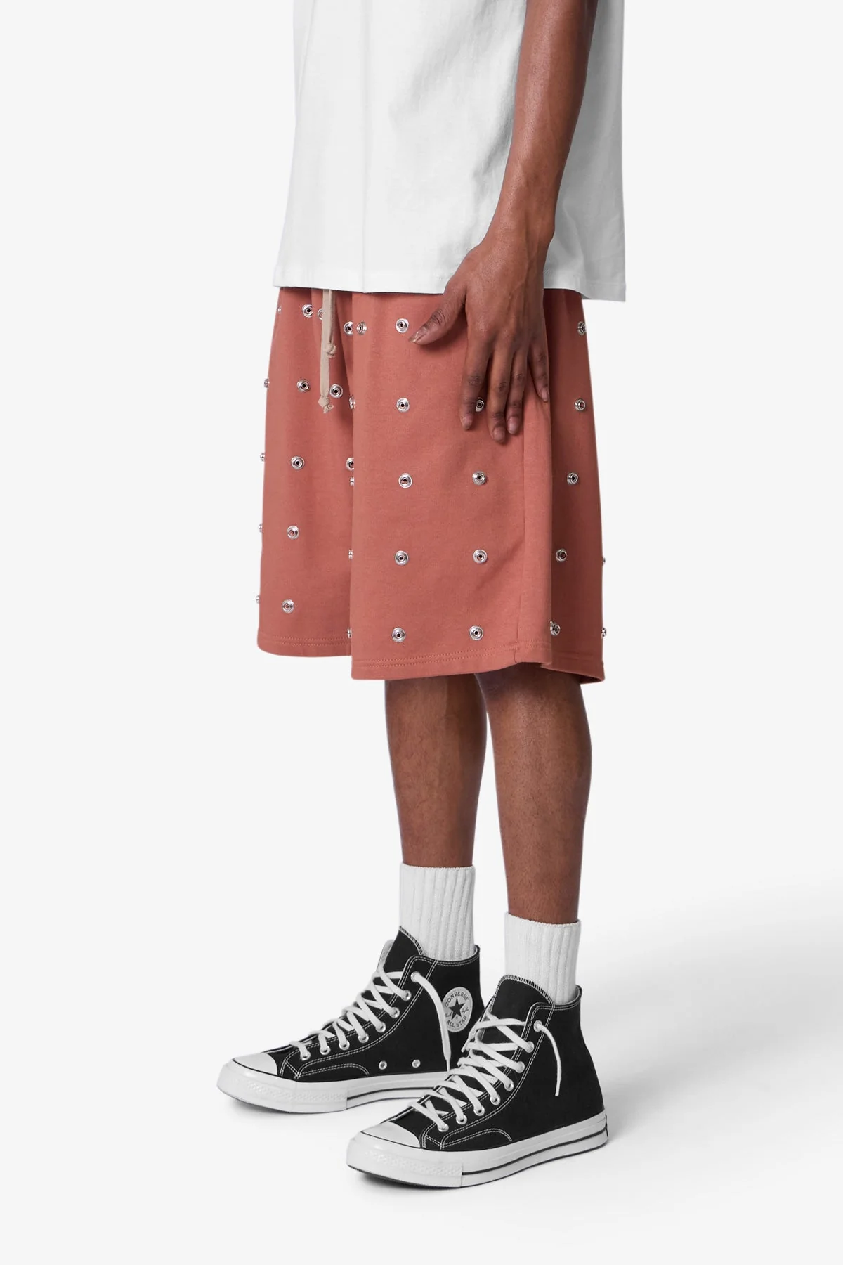 All Over Button Shorts - Rust