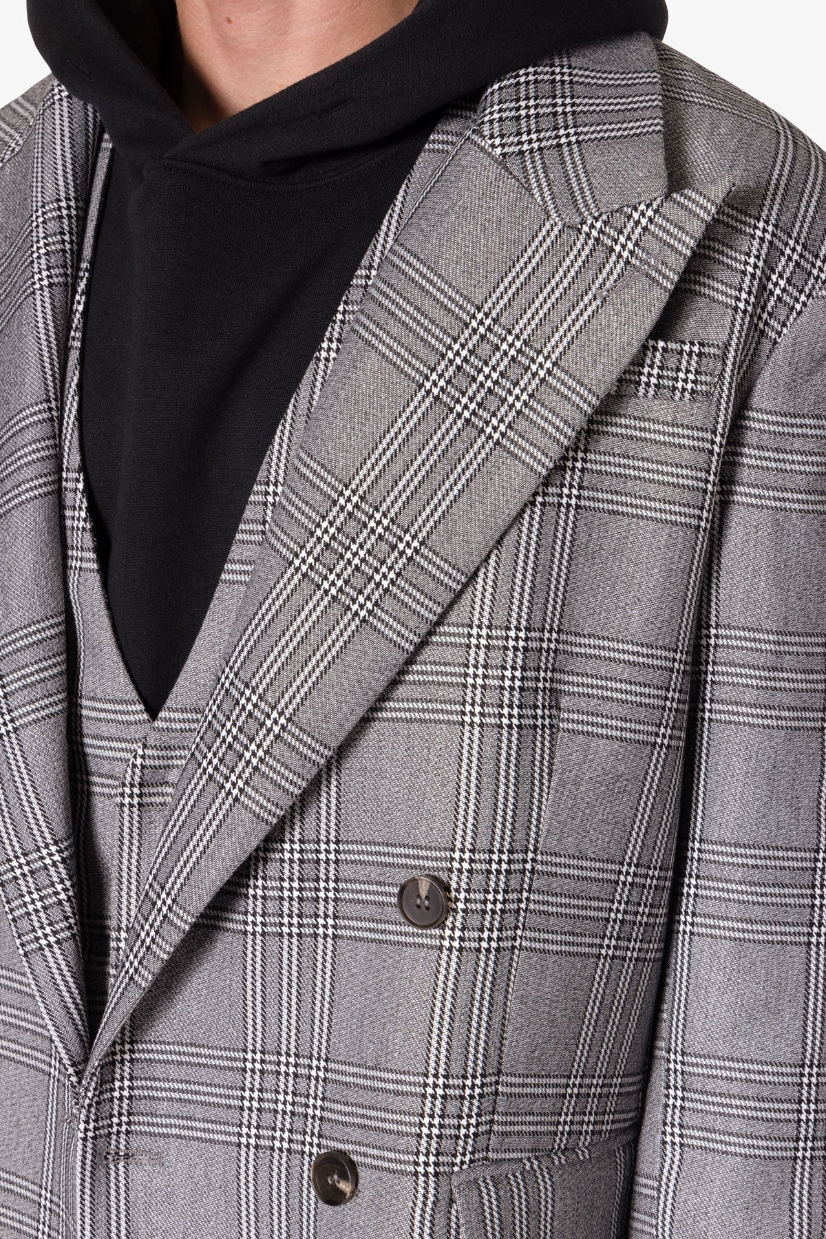 Double Breasted Suit Jacket - Black/Grey