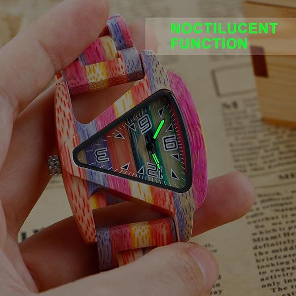 Womens Wooden Watch with All Wood Strap Analog Classic Design Colorful Bamboo Ladies Watches for Women, Couples Q1098-US