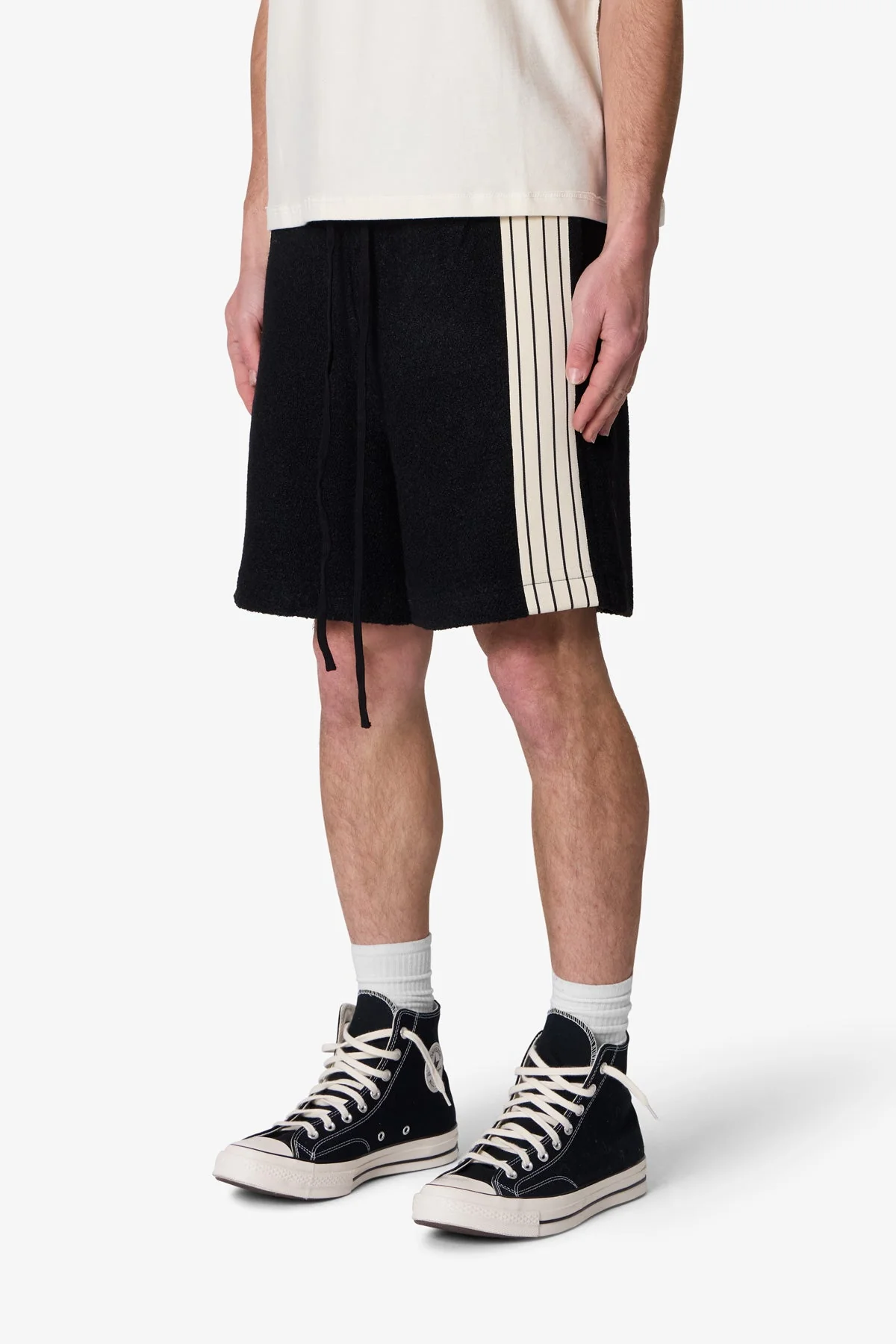 Tricot Striped Sweatshorts - Black