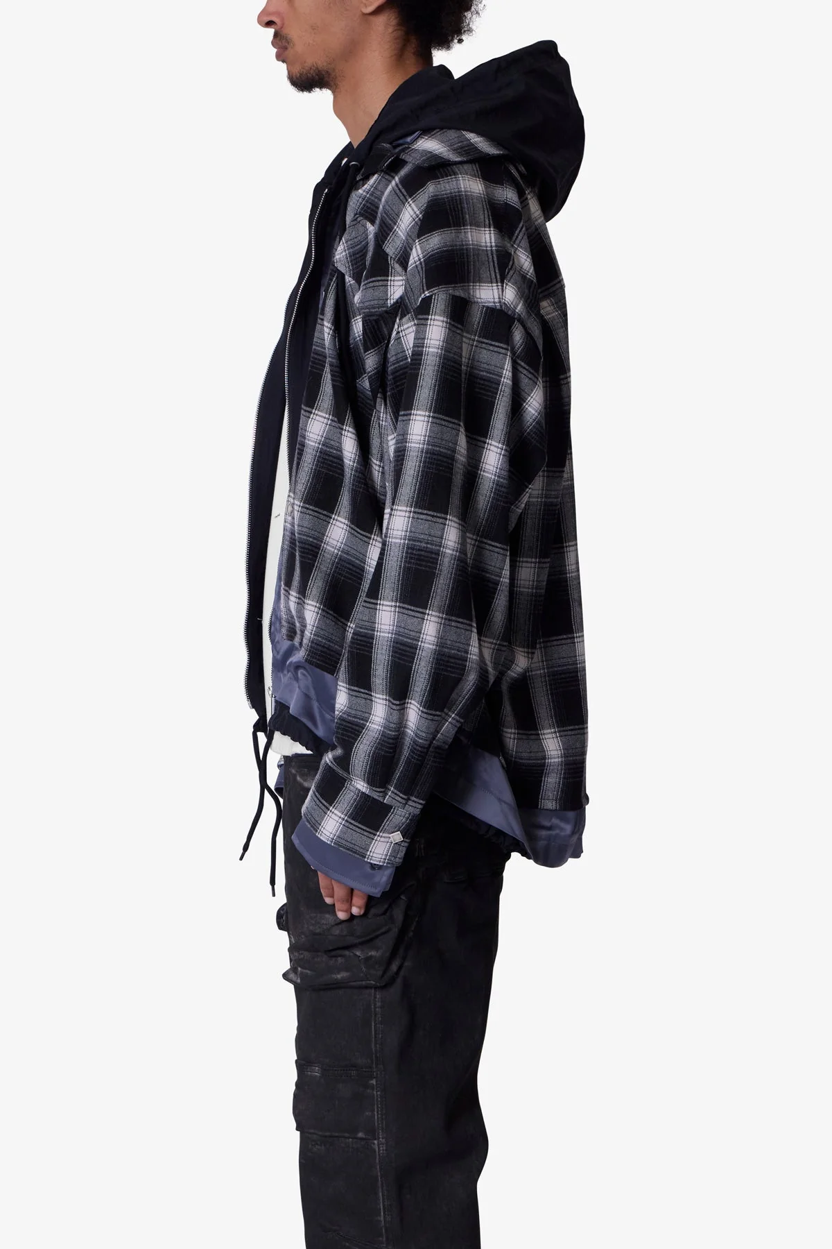 Zipped Up Flannel Jacket - Black