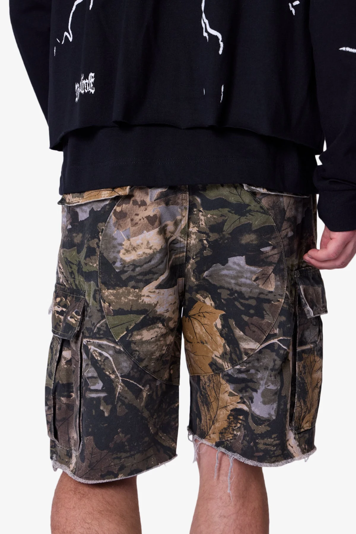 Distressed Cargo Shorts - Forest Camo