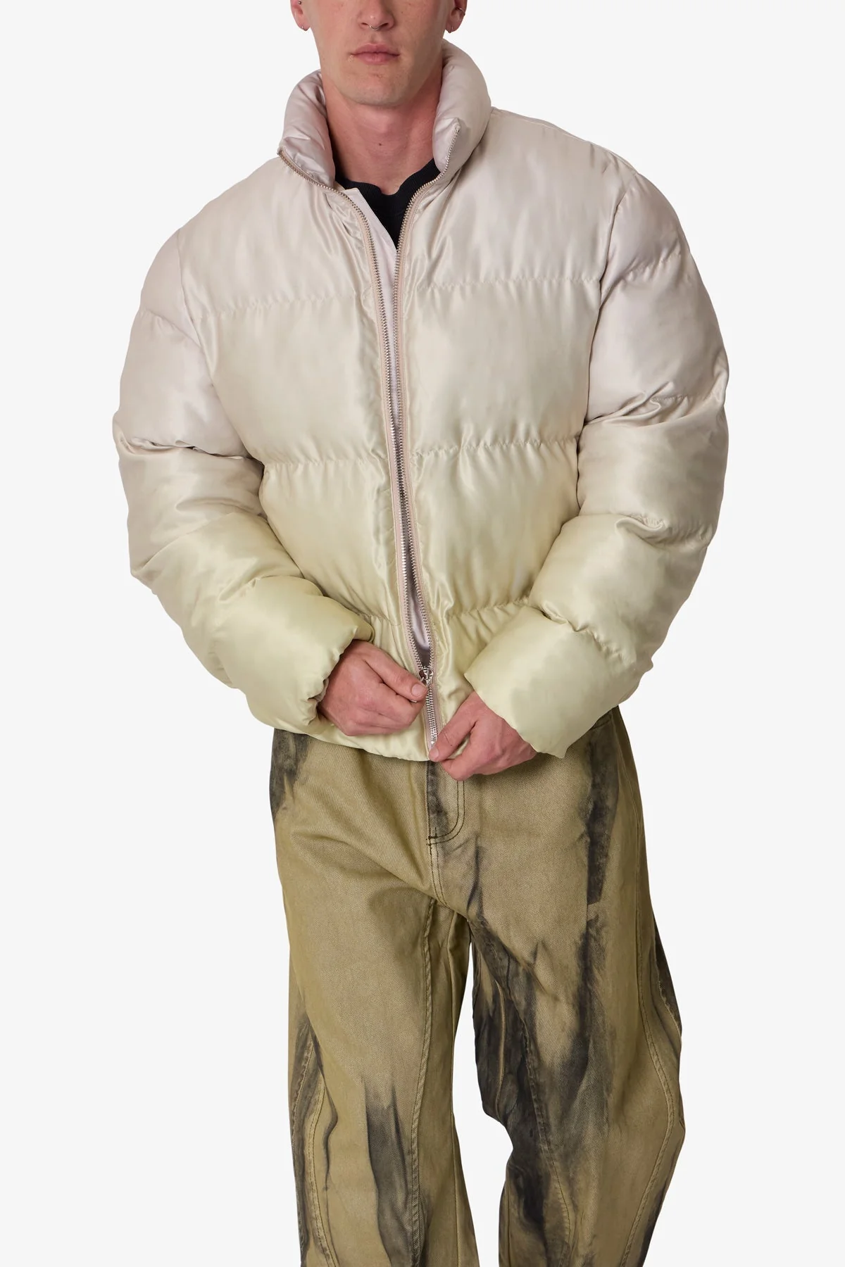 Ombre Puffer Jacket - Cream