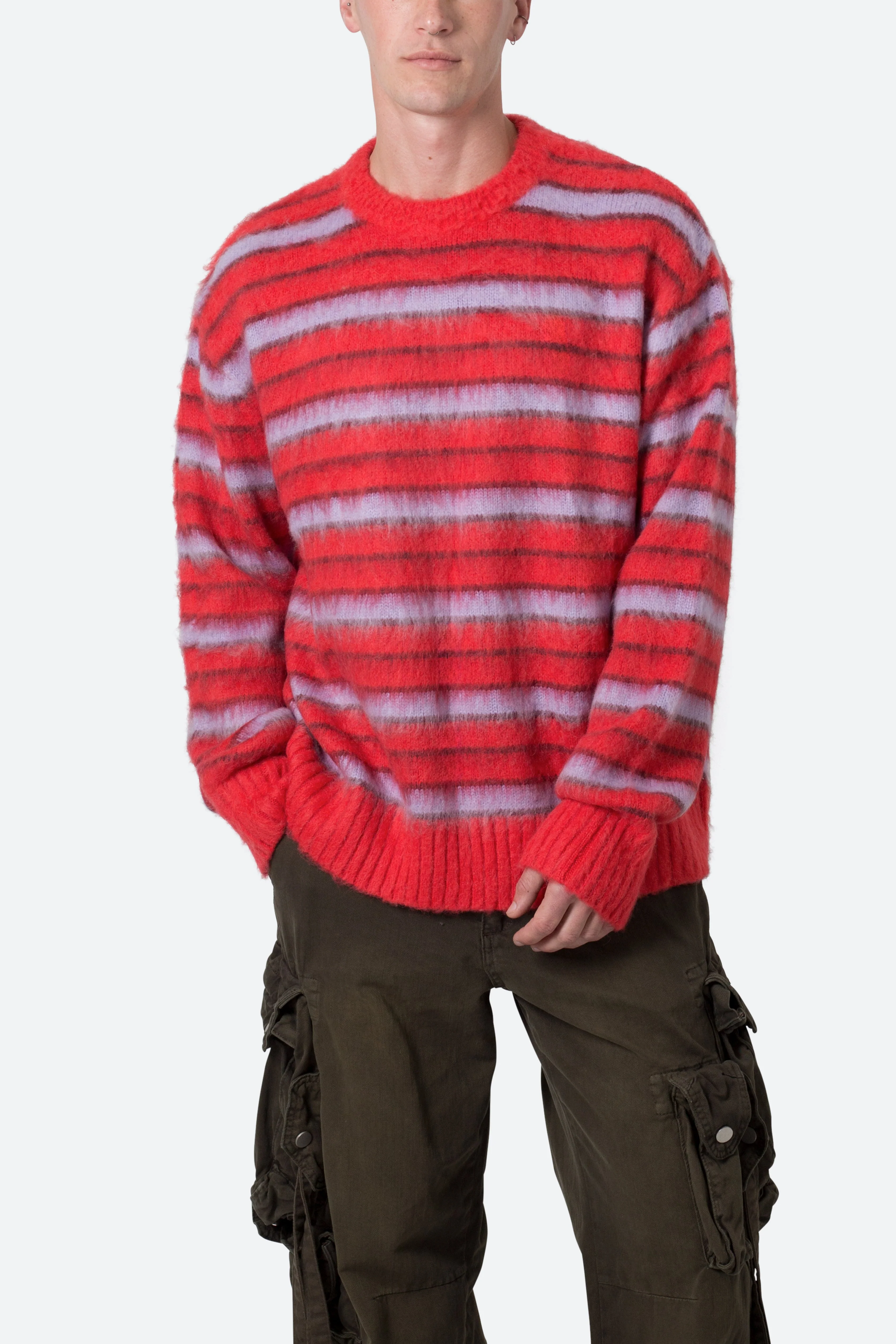 Striped Mohair Sweater - Red