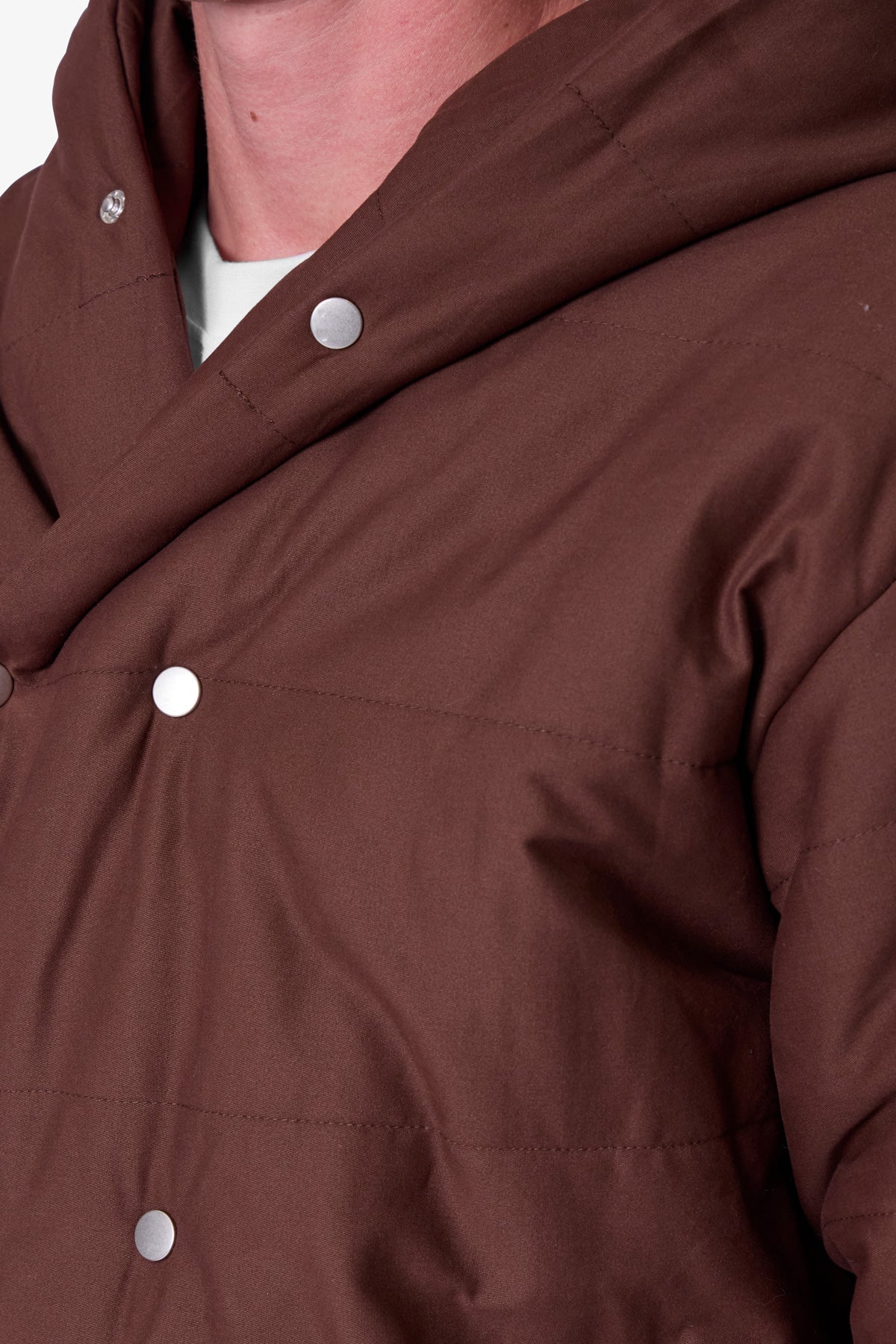 Crossed Trench Puffer Jacket - Brown