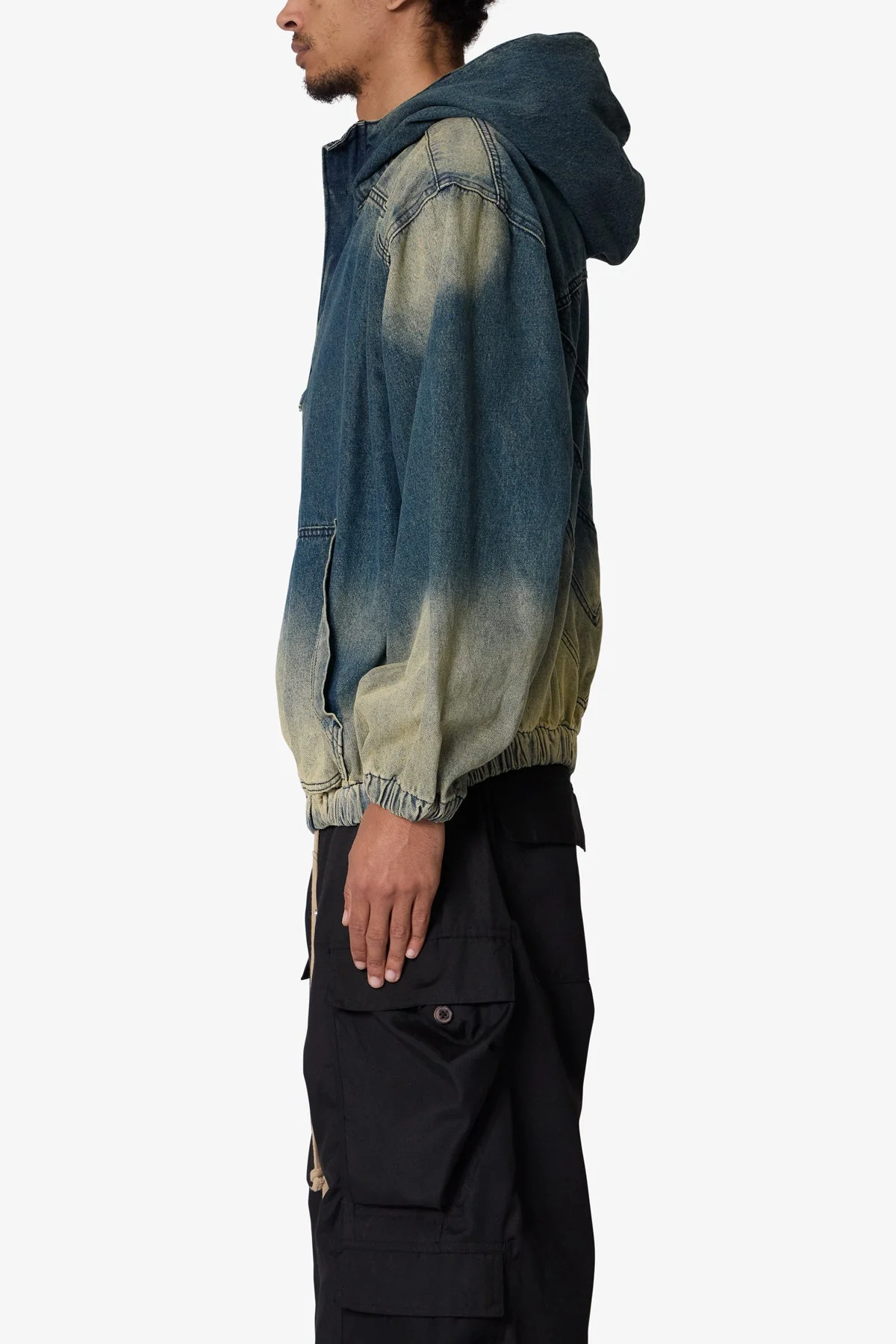 Sludge Denim Quarter Zip Jacket - Blue/Green