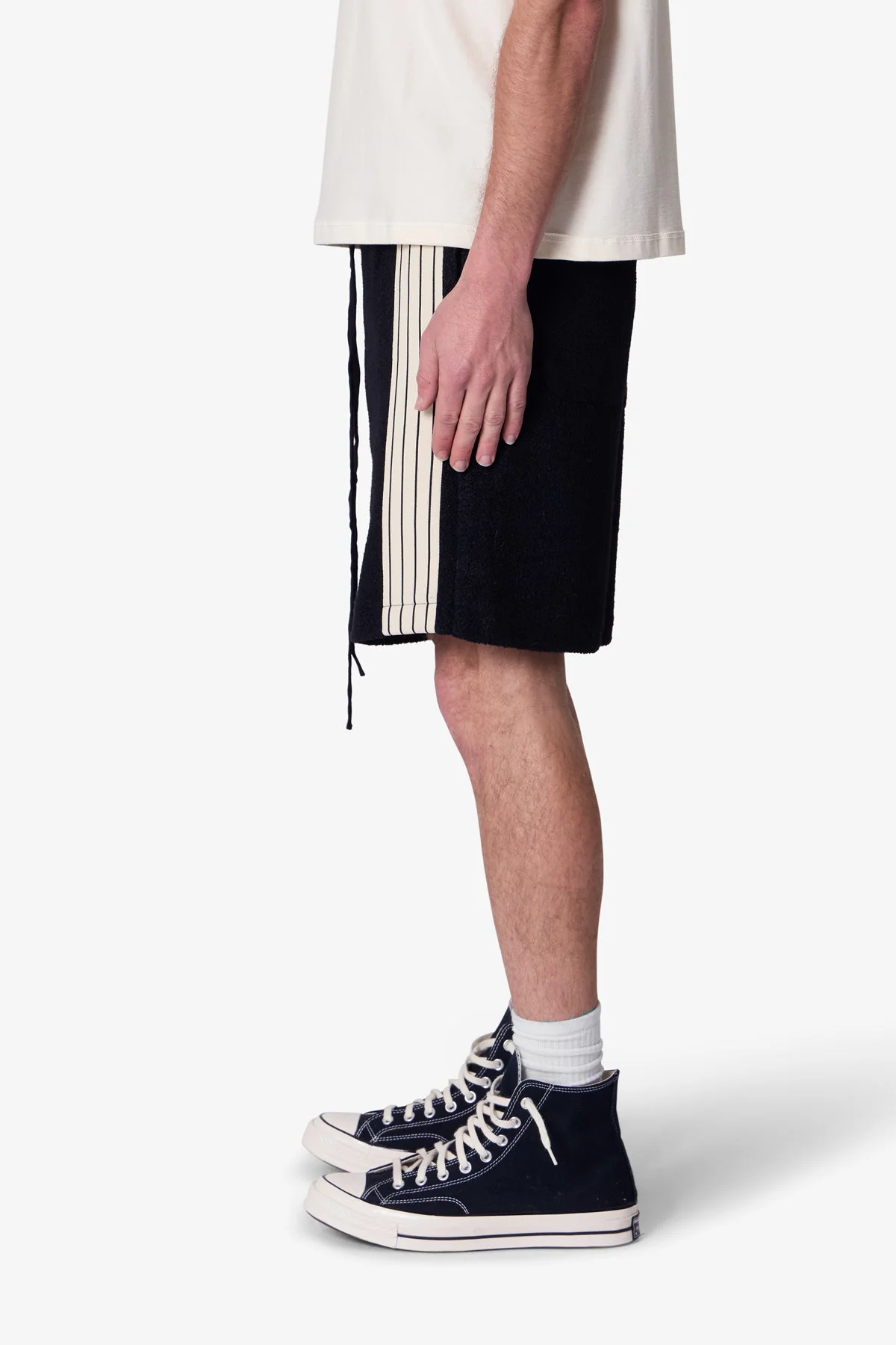 Tricot Striped Sweatshorts - Black