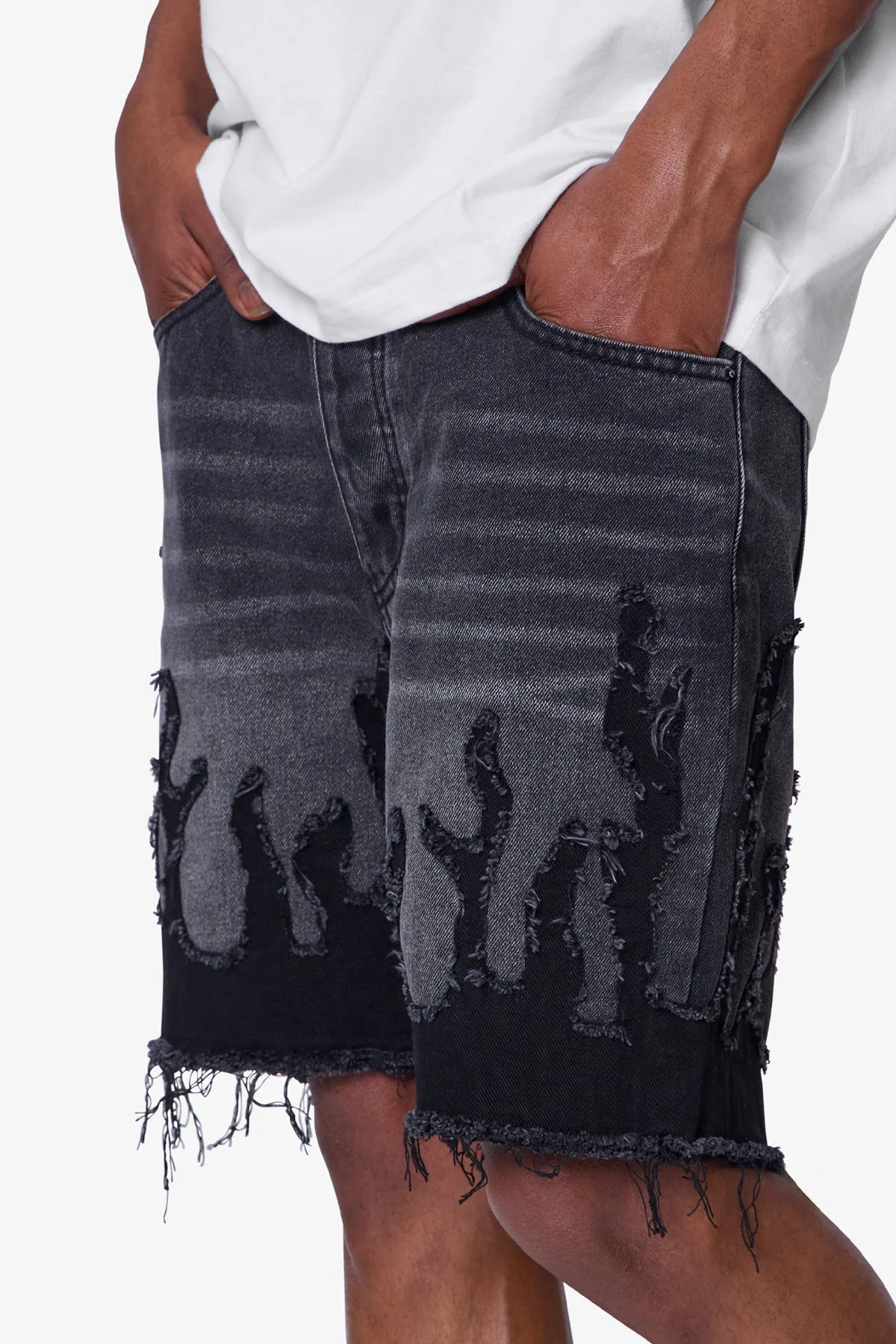 Flame Denim Shorts - Washed Black