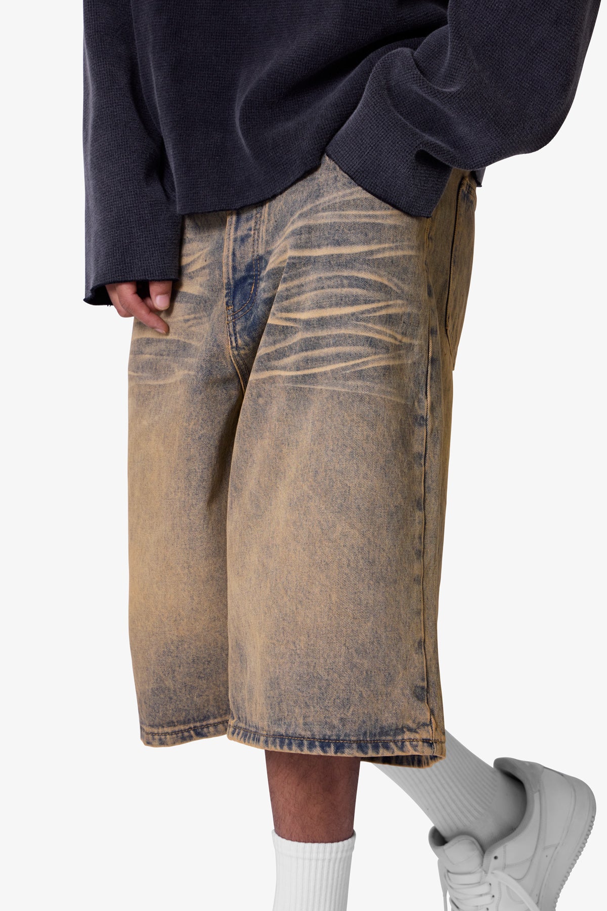 Baggy Dust Stone Denim Shorts - Vintage Blue