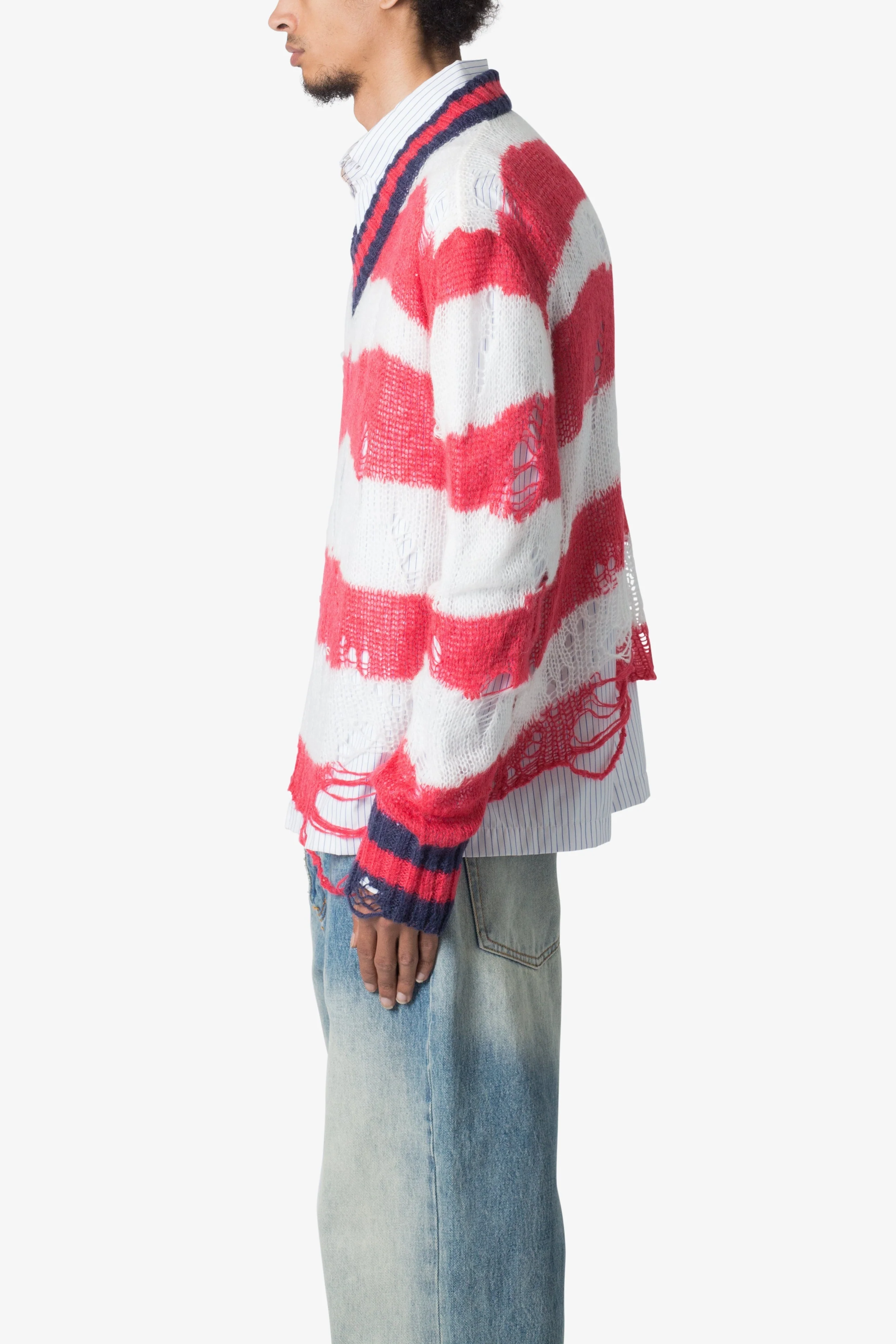 Flag Loose Knitted Sweater - Red/Blue