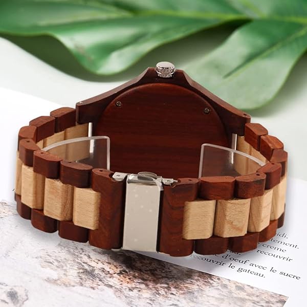 Wooden Watches Mens with Handmade Colorful Bamboo Wood Watch Analog Date Quartz Wooden Watch for Men WD1018-red (sale by bulk)