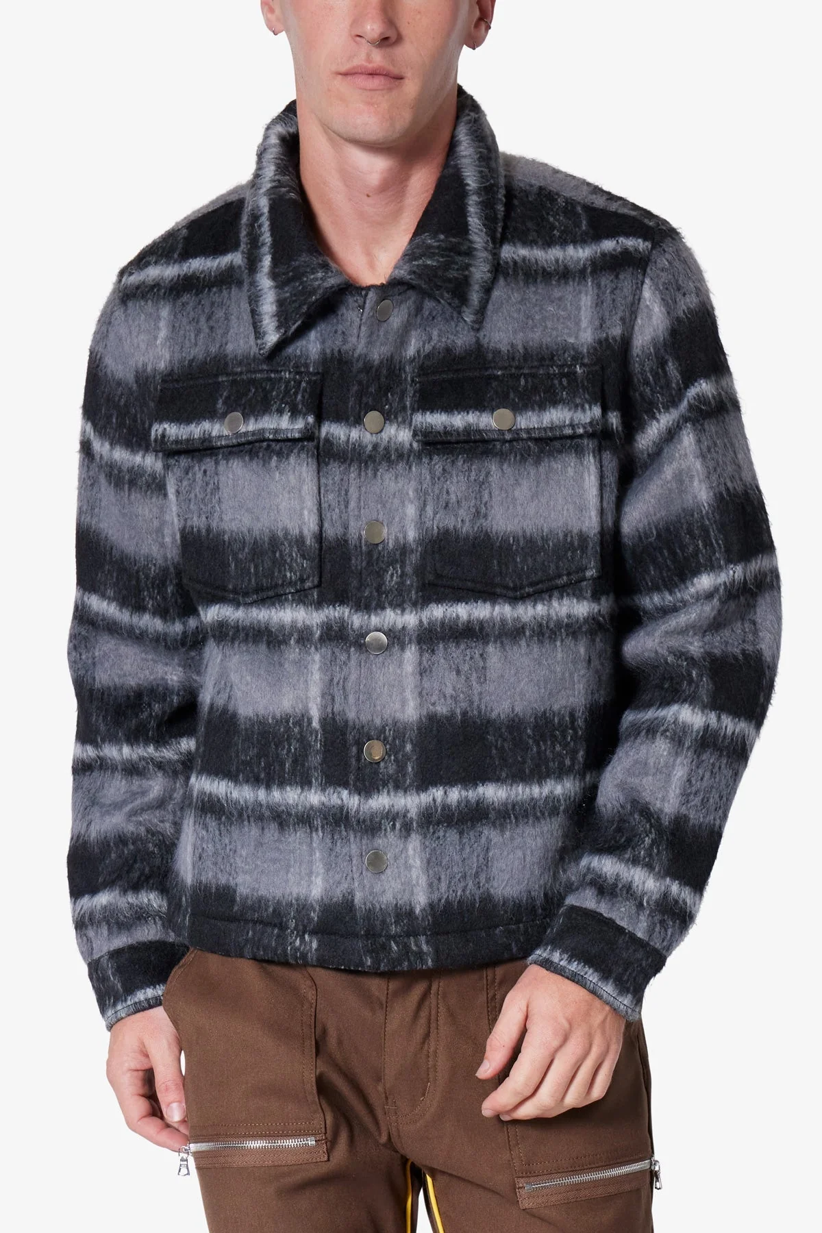 Brushed Flannel Jacket - Black/Grey