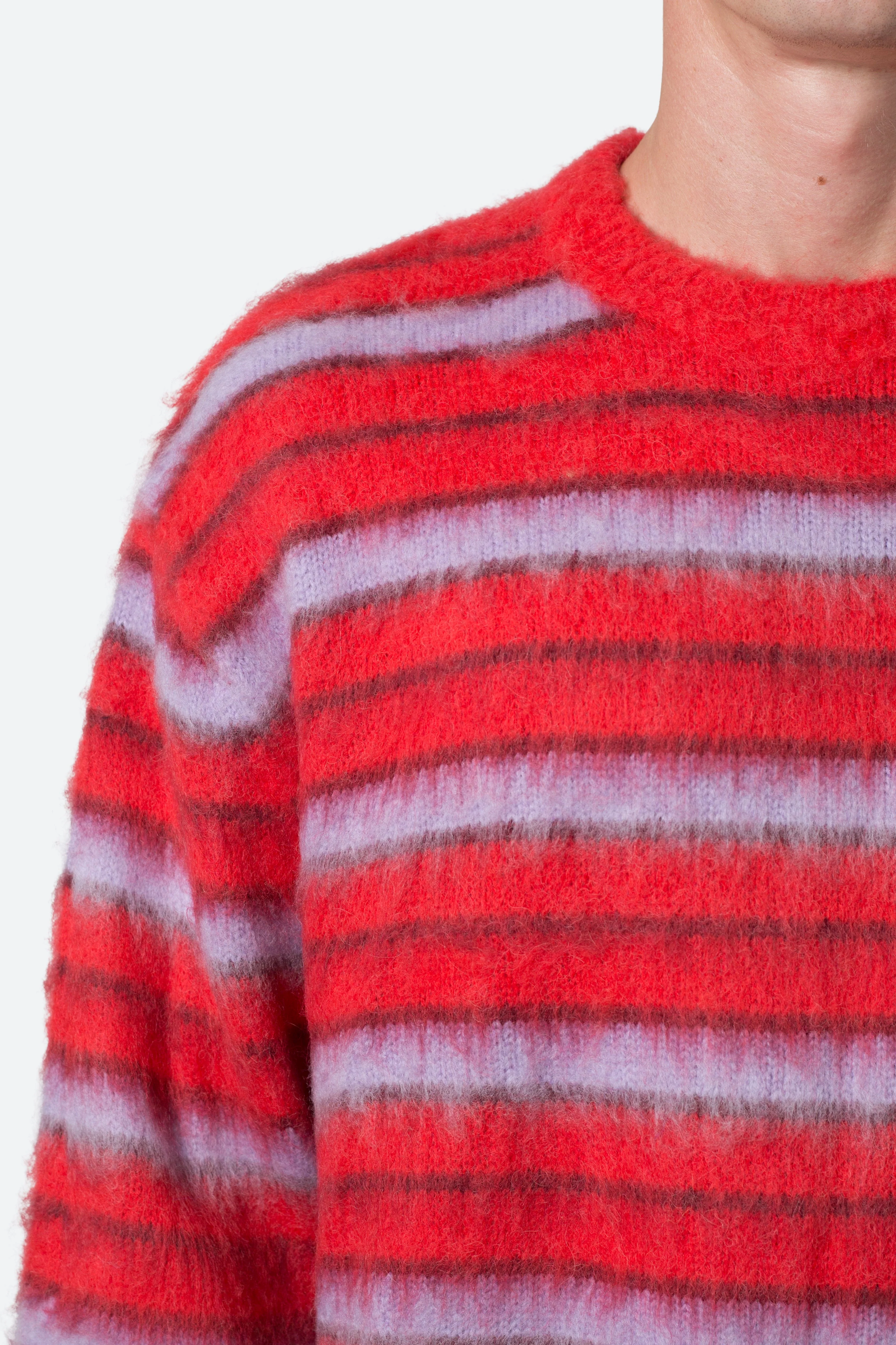 Striped Mohair Sweater - Red