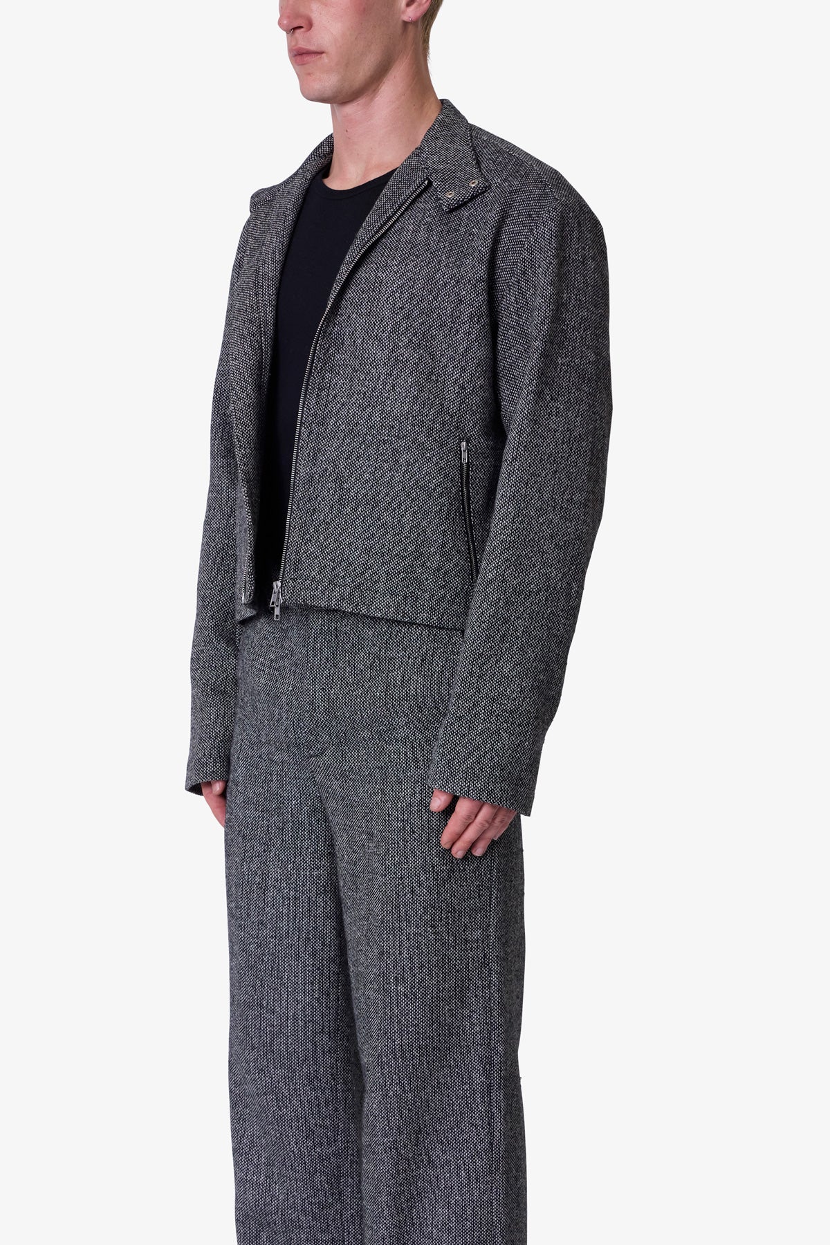 Tweed Mod Jacket - Black/Grey