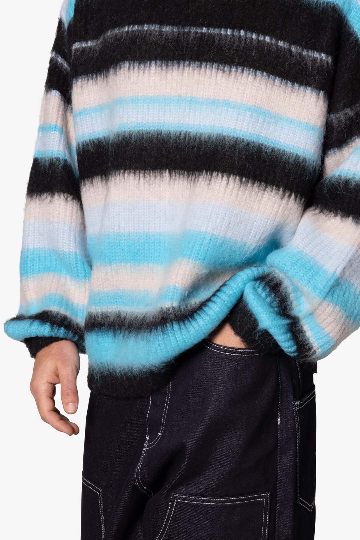 Oversized Water Striped Sweater - Blue