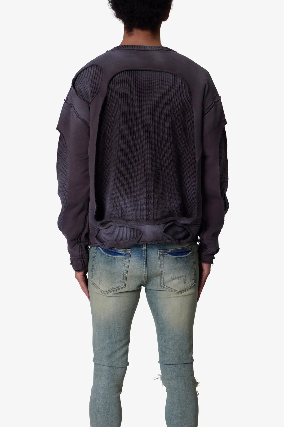 Dug Up Distressed Sweater - Charcoal Grey