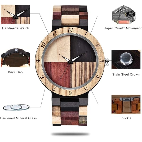 Wooden Watches Mens with Handmade Colorful Bamboo Wood Watch Analog Date Quartz Wooden Watch for Men Q1004 (sale by bulk)