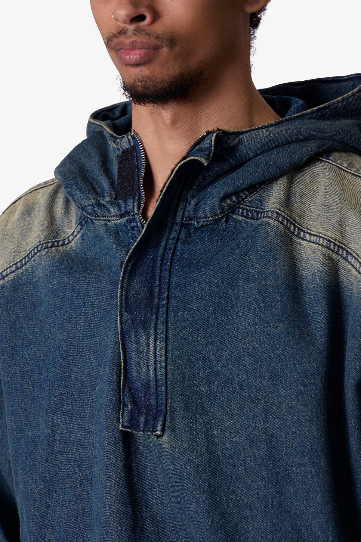 Sludge Denim Quarter Zip Jacket - Blue/Green