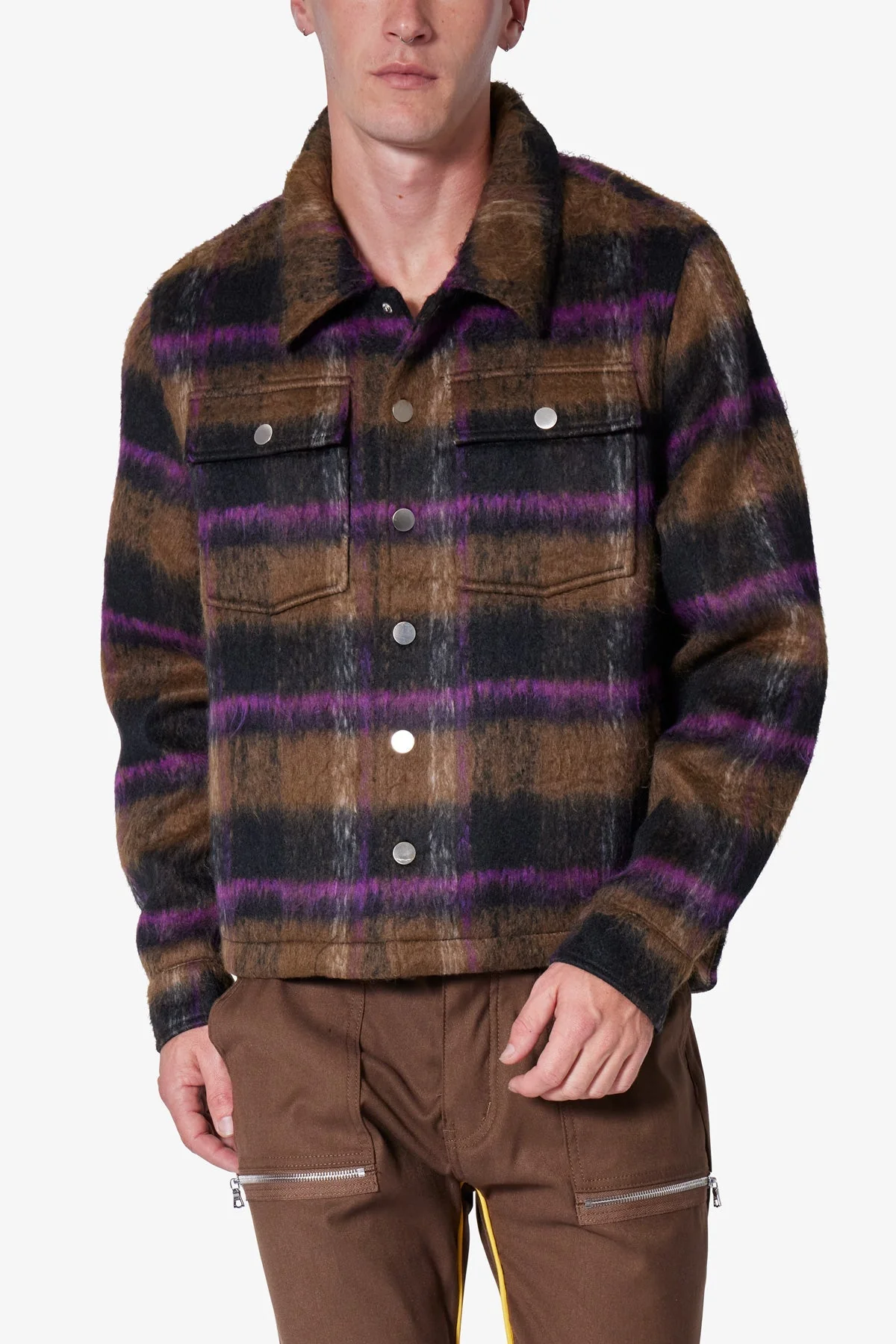 Brushed Flannel Jacket - Brown