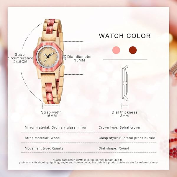 Womens Wooden Watch with All Wood Strap Analog Classic Design Colorful Bamboo Ladies Watches for Women, Couples Q1062