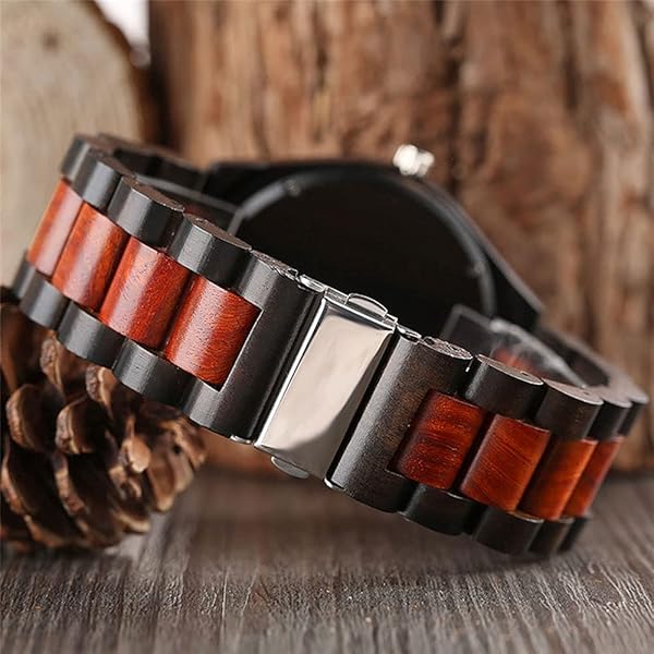 Wooden Watches Mens with Handmade Colorful Bamboo Wood Watch Analog Date Quartz Wooden Watch for Men Q1070