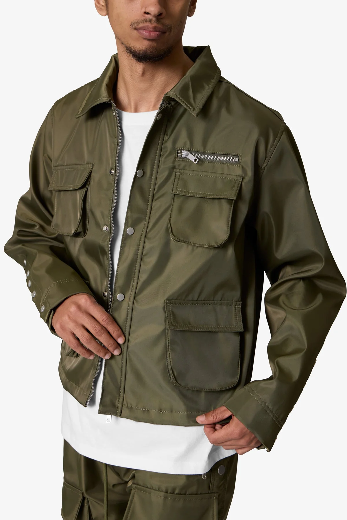 Snap Cargo Work Jacket - Olive