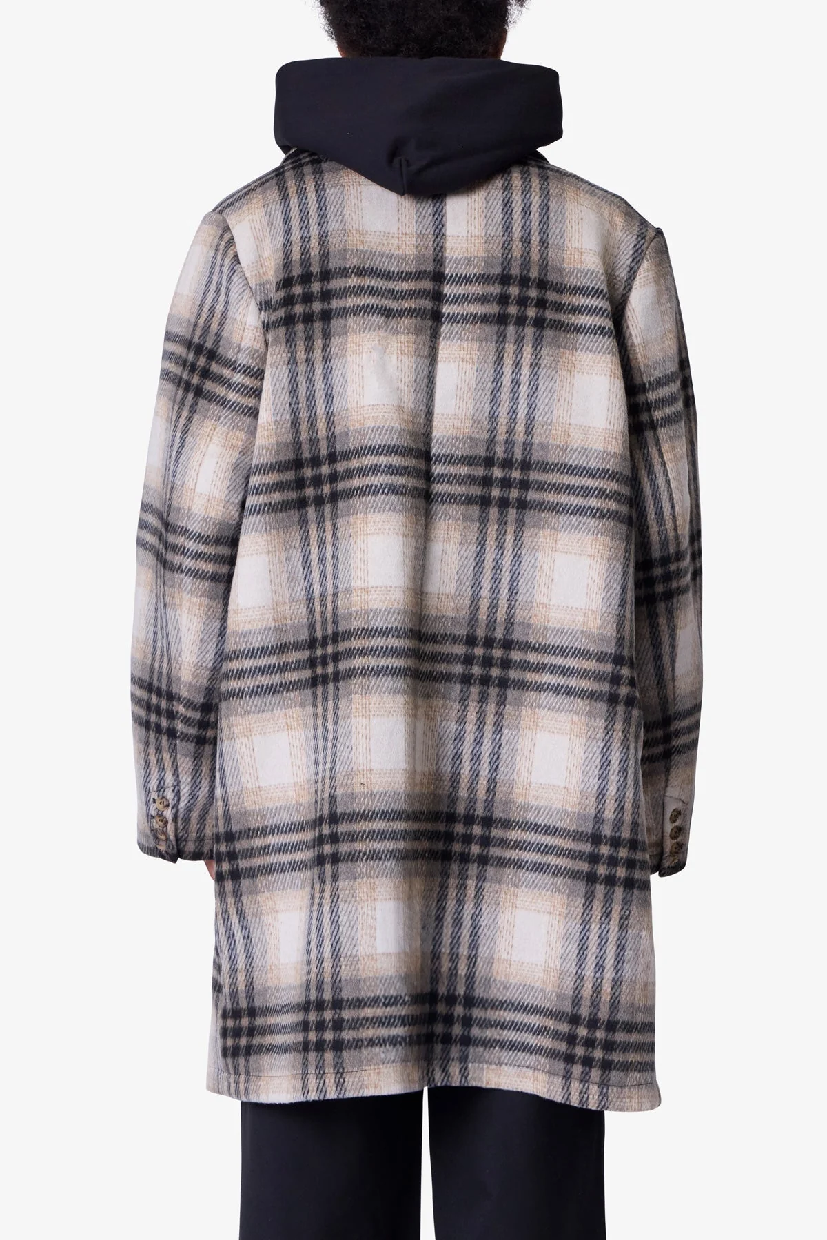 Peaky Plaid Trench Coat - Light Brown/Cream