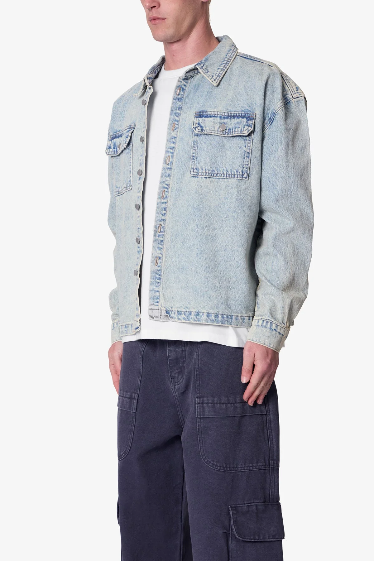 Denim Shirt Jacket - Light Blue