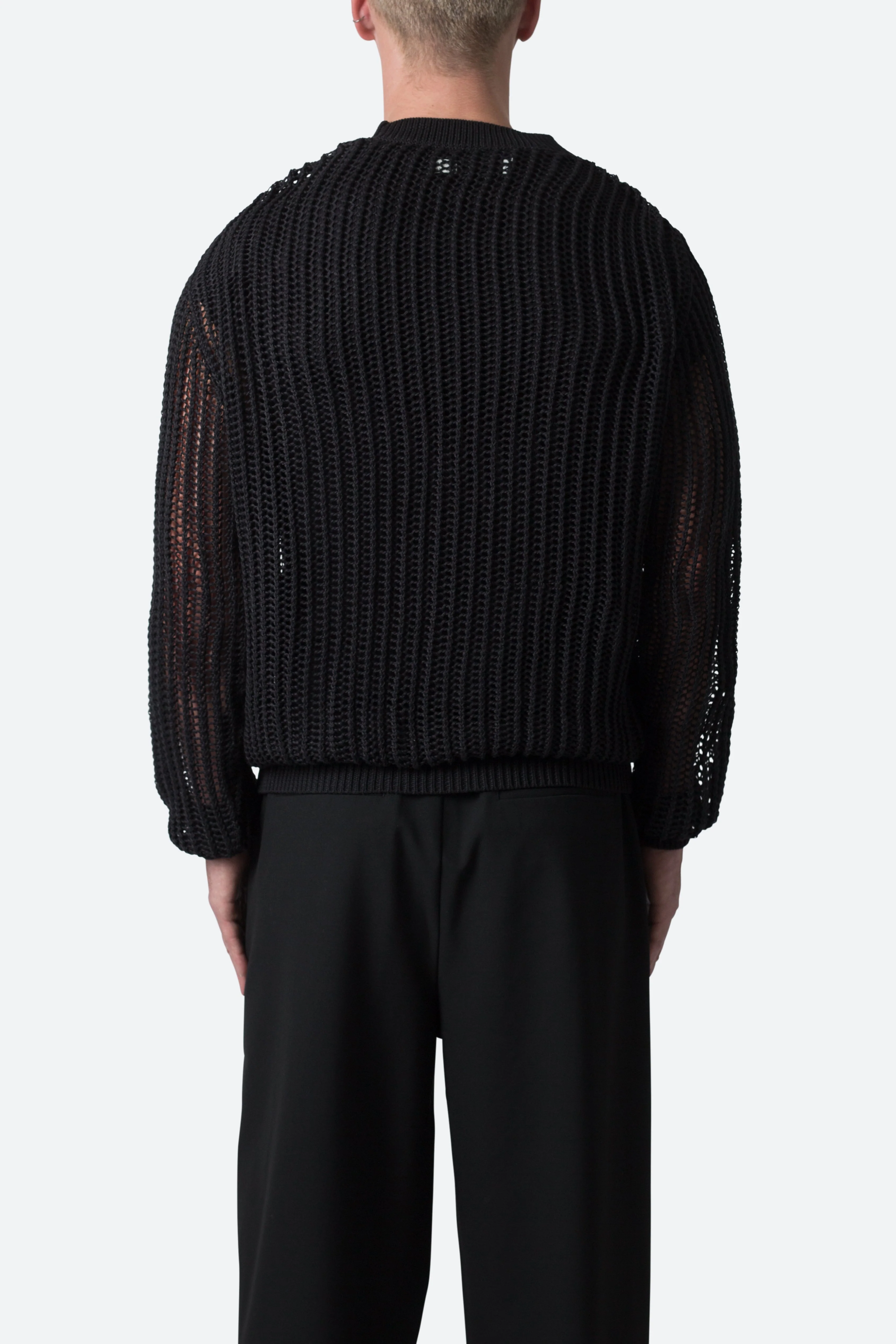 Mesh Knit Sweater - Black