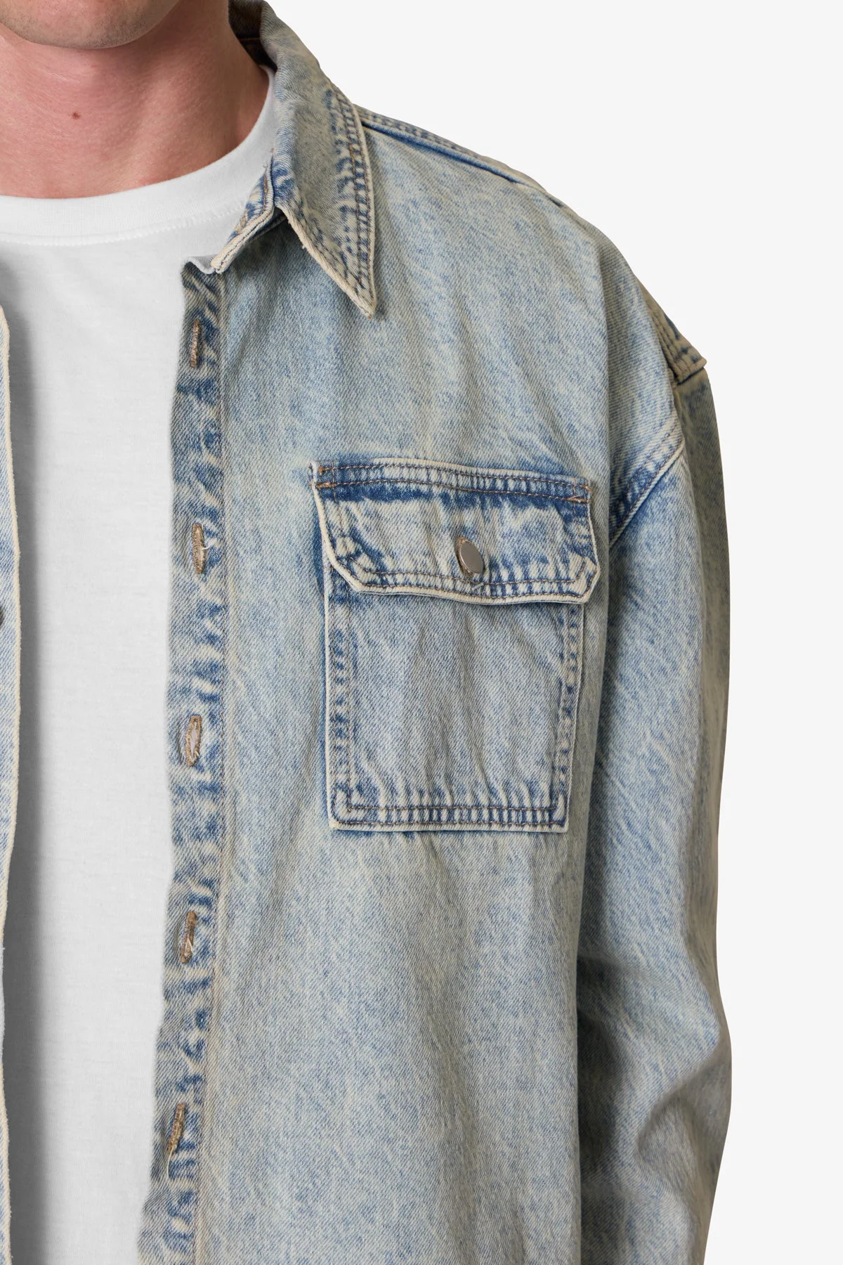 Denim Shirt Jacket - Light Blue