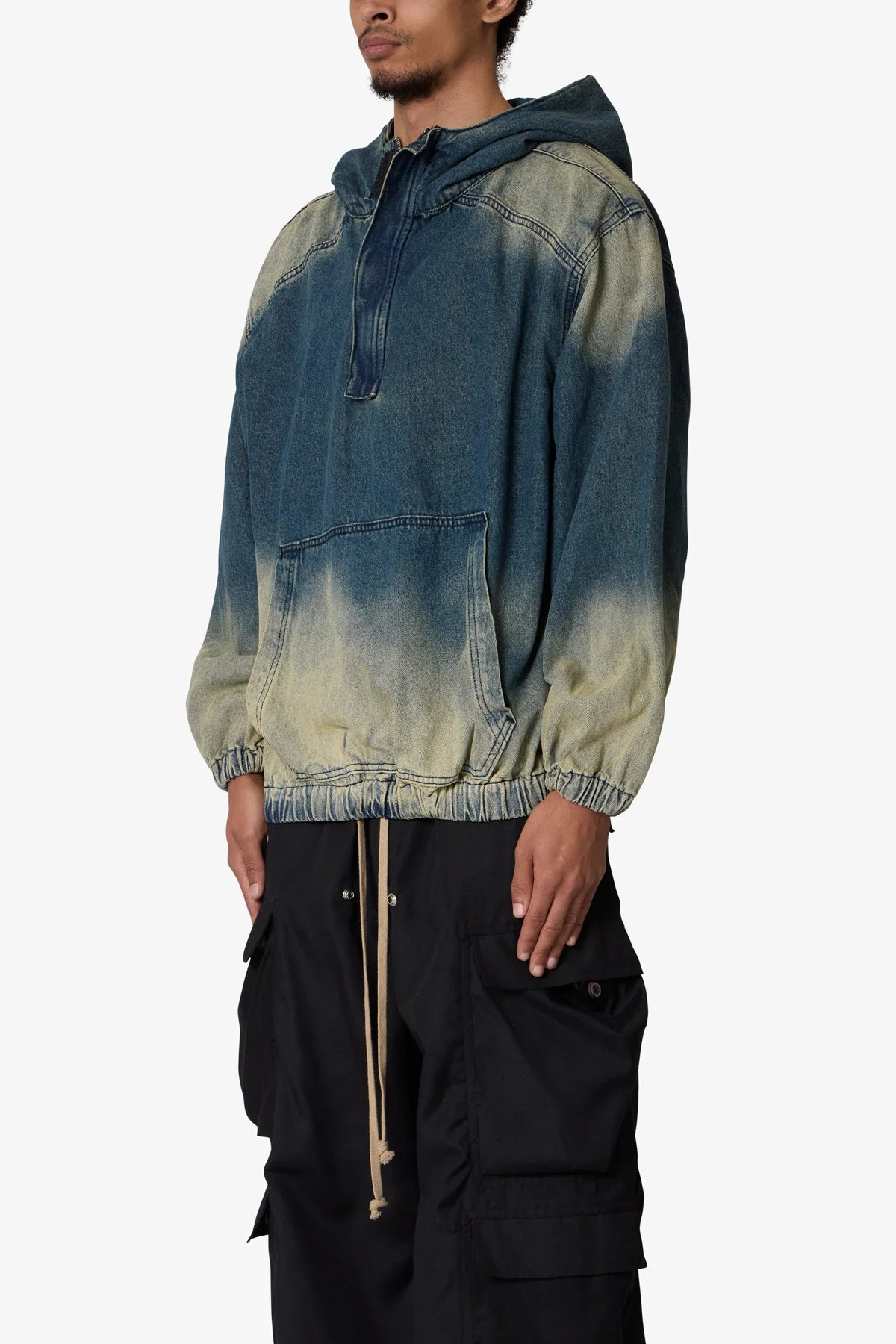 Sludge Denim Quarter Zip Jacket - Blue/Green