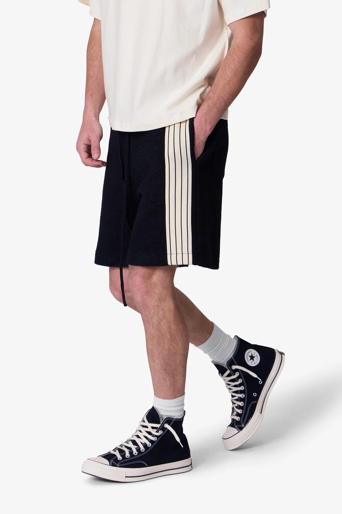 Tricot Striped Sweatshorts - Black