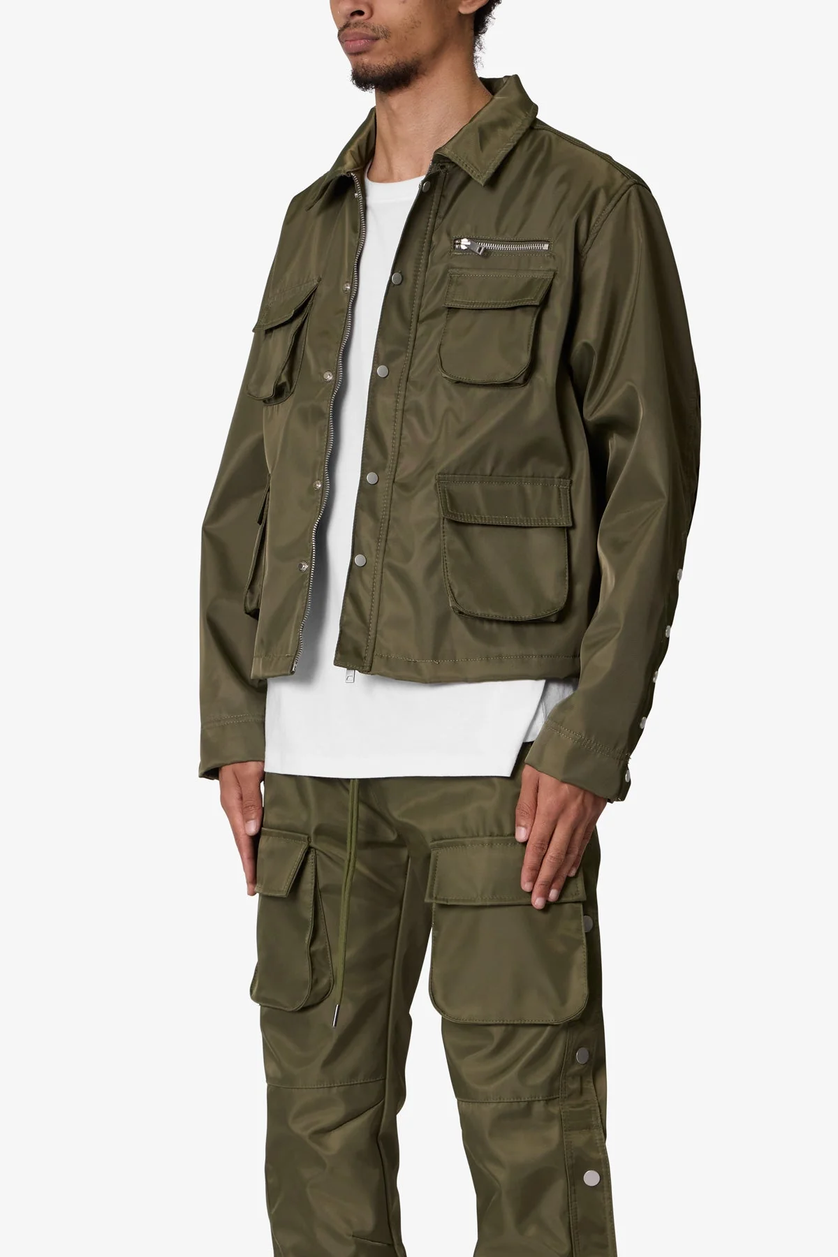 Snap Cargo Work Jacket - Olive