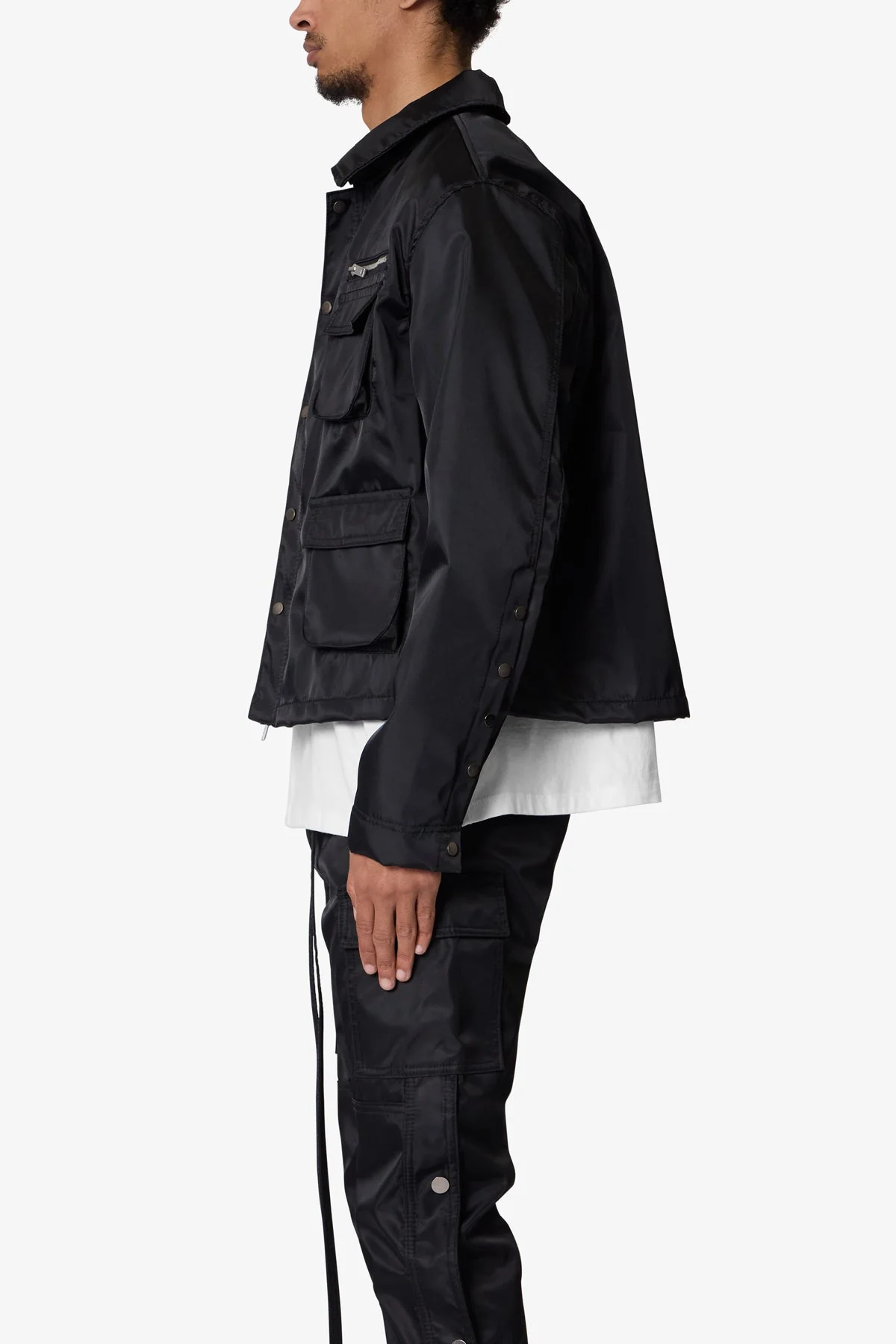 Snap Cargo Work Jacket - Black